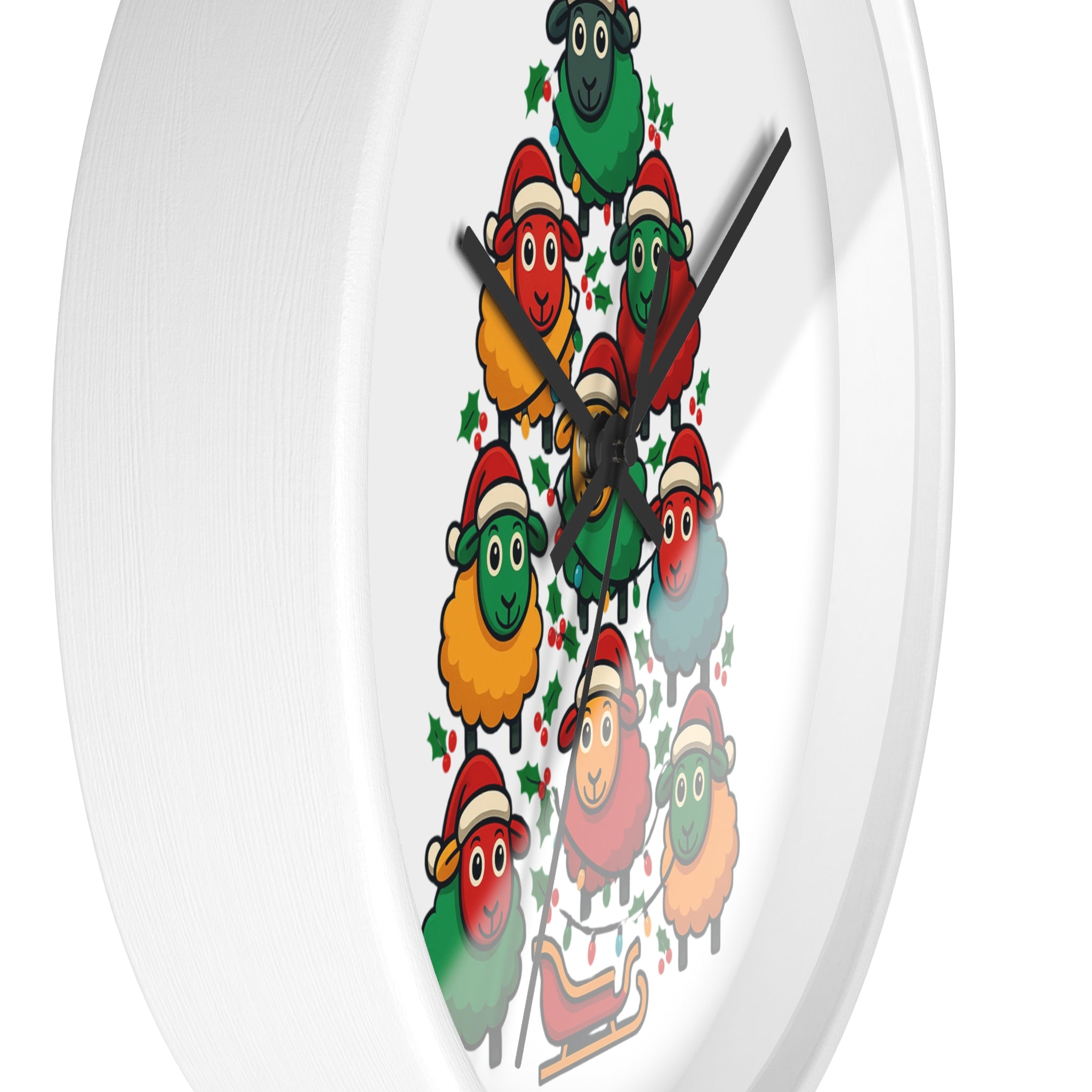 Christmas Sheep Tree Wall Clock — Festive Holiday Home Decor