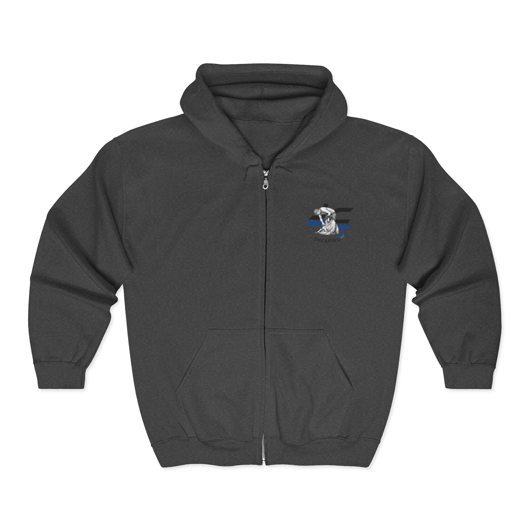 Zip Hoodie — 'Fluff Patrol' Shark Graphic Full-Zip Hoodie