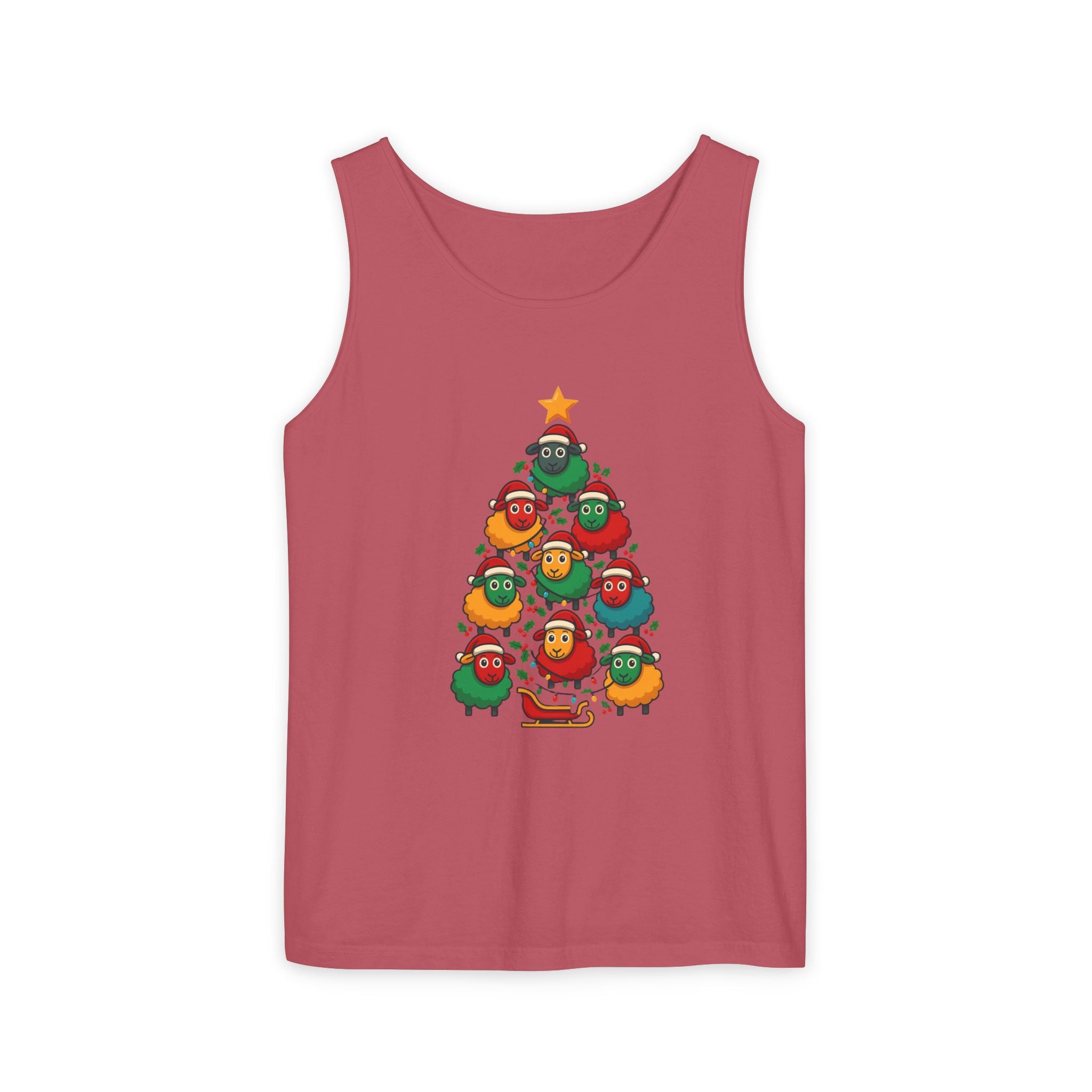 Christmas Sheep Tree Tank Top – Cute Holiday Chick Ornament Design