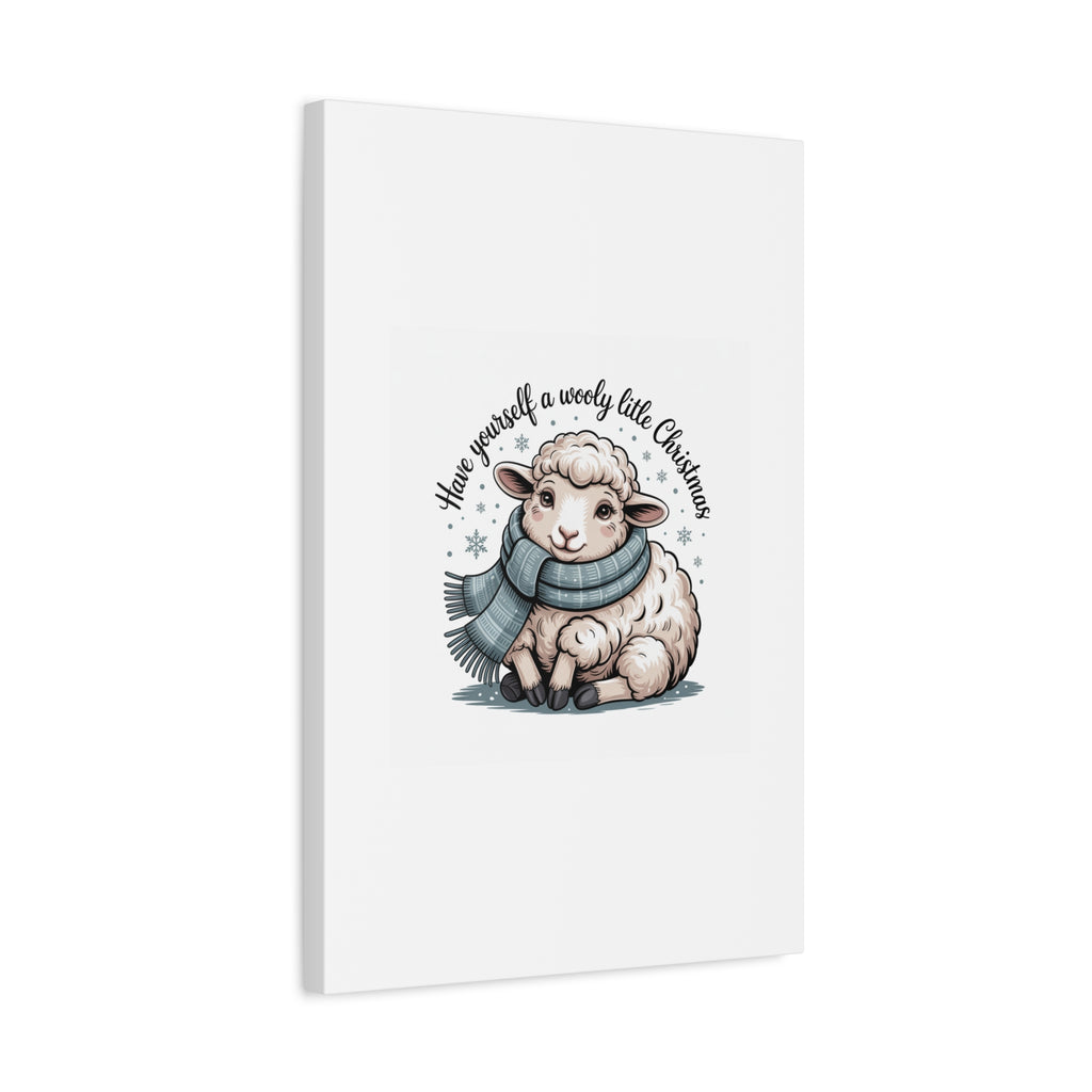 woolly little Christmas sheep Canvas | cozy animal winter print