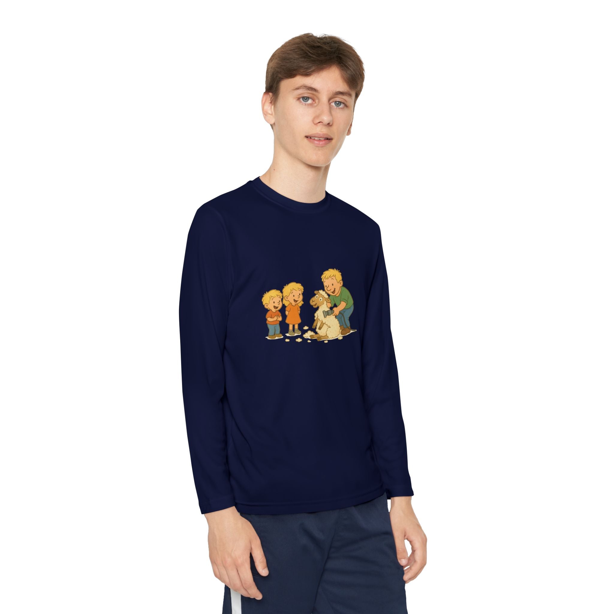 Youth Long Sleeve Tee – Kids & Dad Dog Rescue Illustration