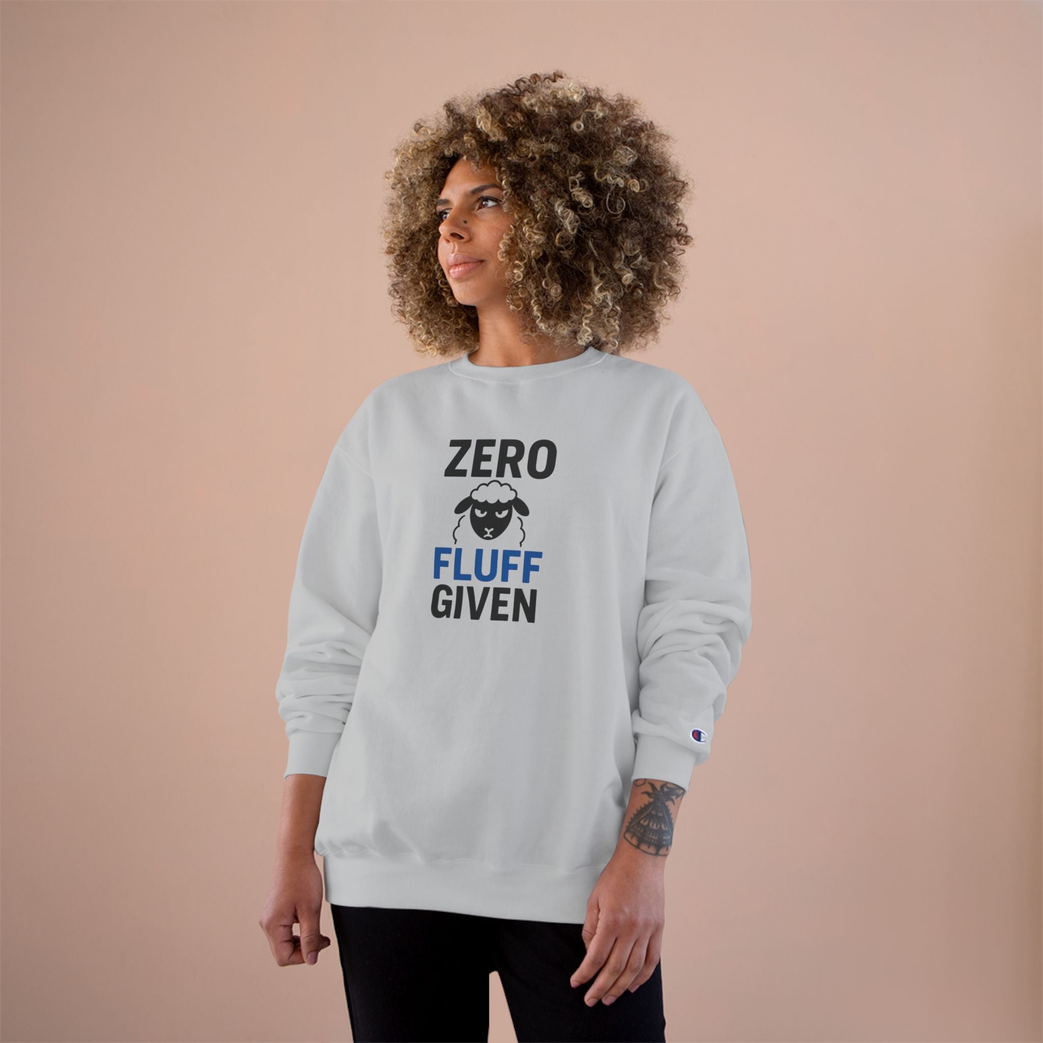Zero Fluff Given Sweatshirt — Funny Sheep Graphic Crewneck