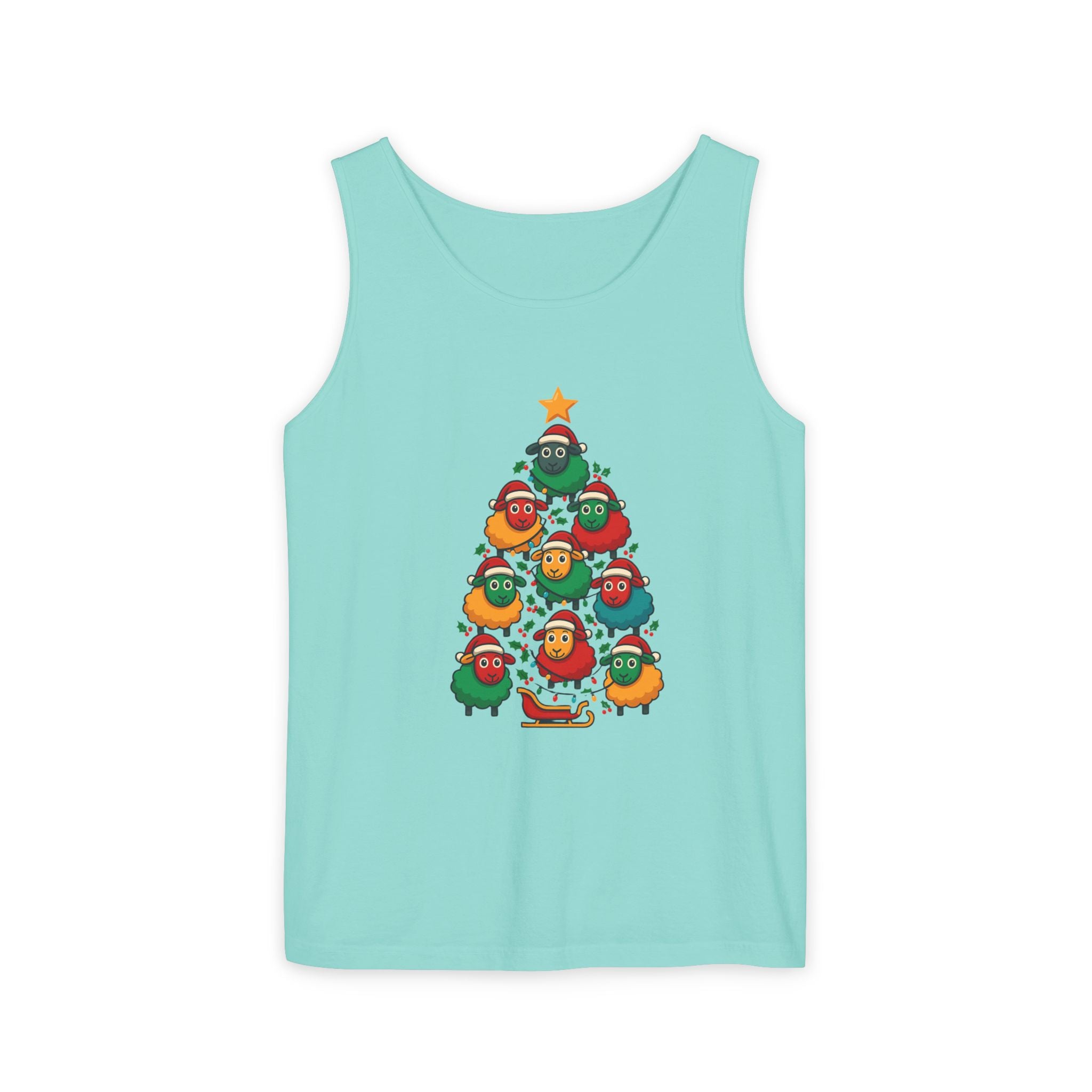 Christmas Sheep Tree Tank Top – Cute Holiday Chick Ornament Design