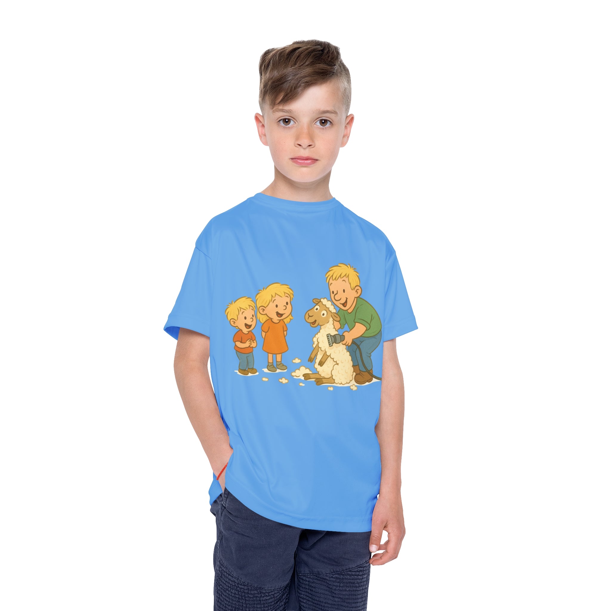 Kids Jersey — Farm Visit Cartoon Sheep Shearing Design