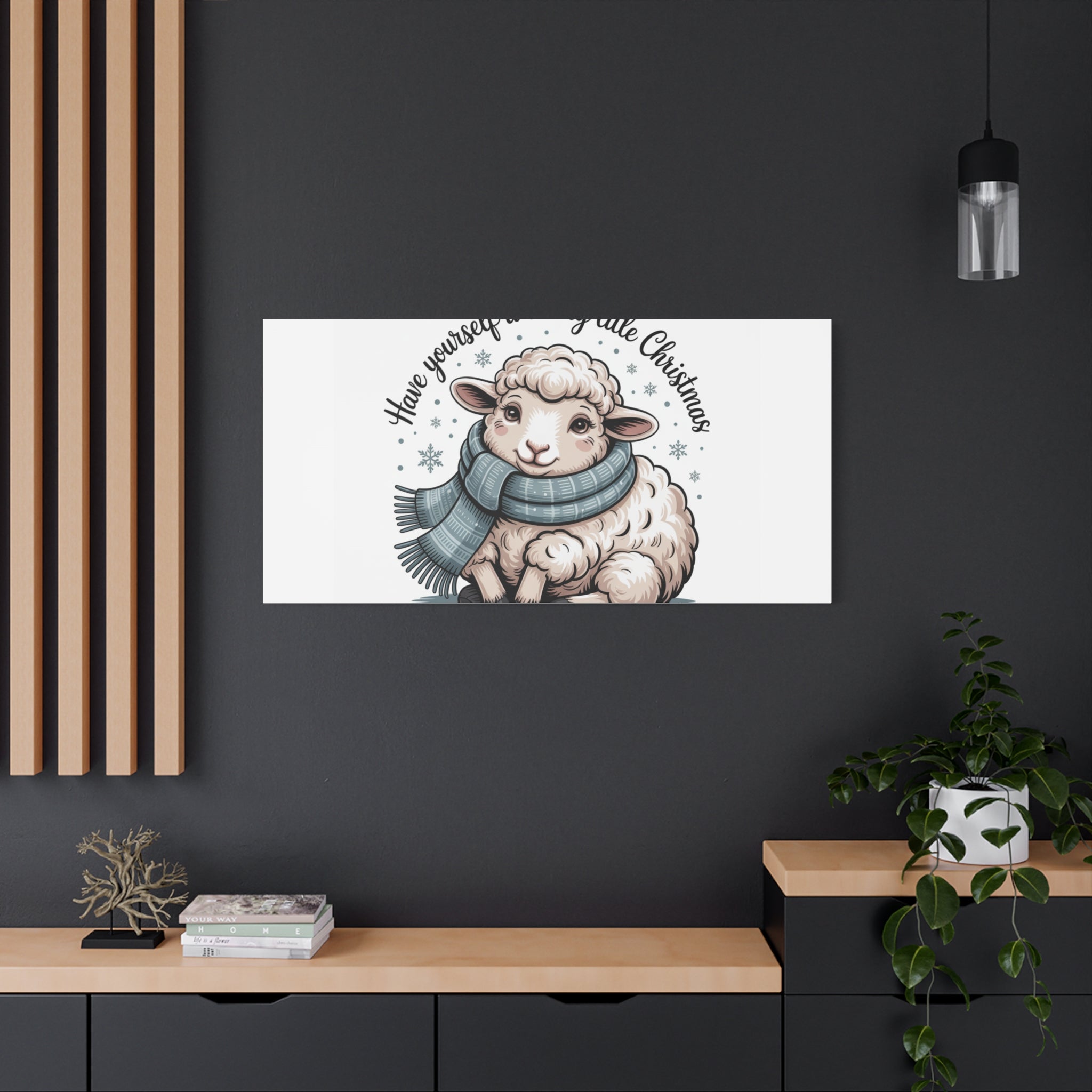 woolly little Christmas sheep Canvas | cozy animal winter print