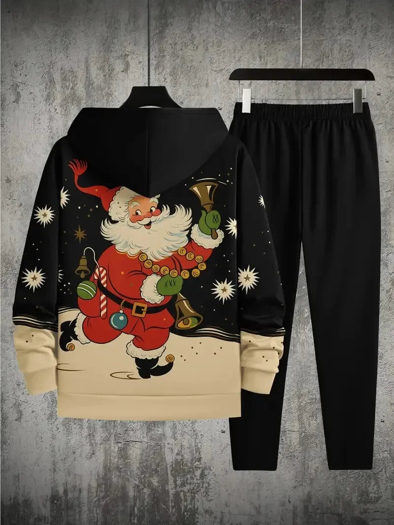 Christmas Santa Claus Men's Hoodie Set