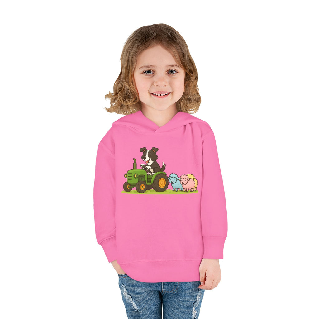 Toddler Hoodie — Cute Farm Tractor with Puppy & Sheep Kids Pullover