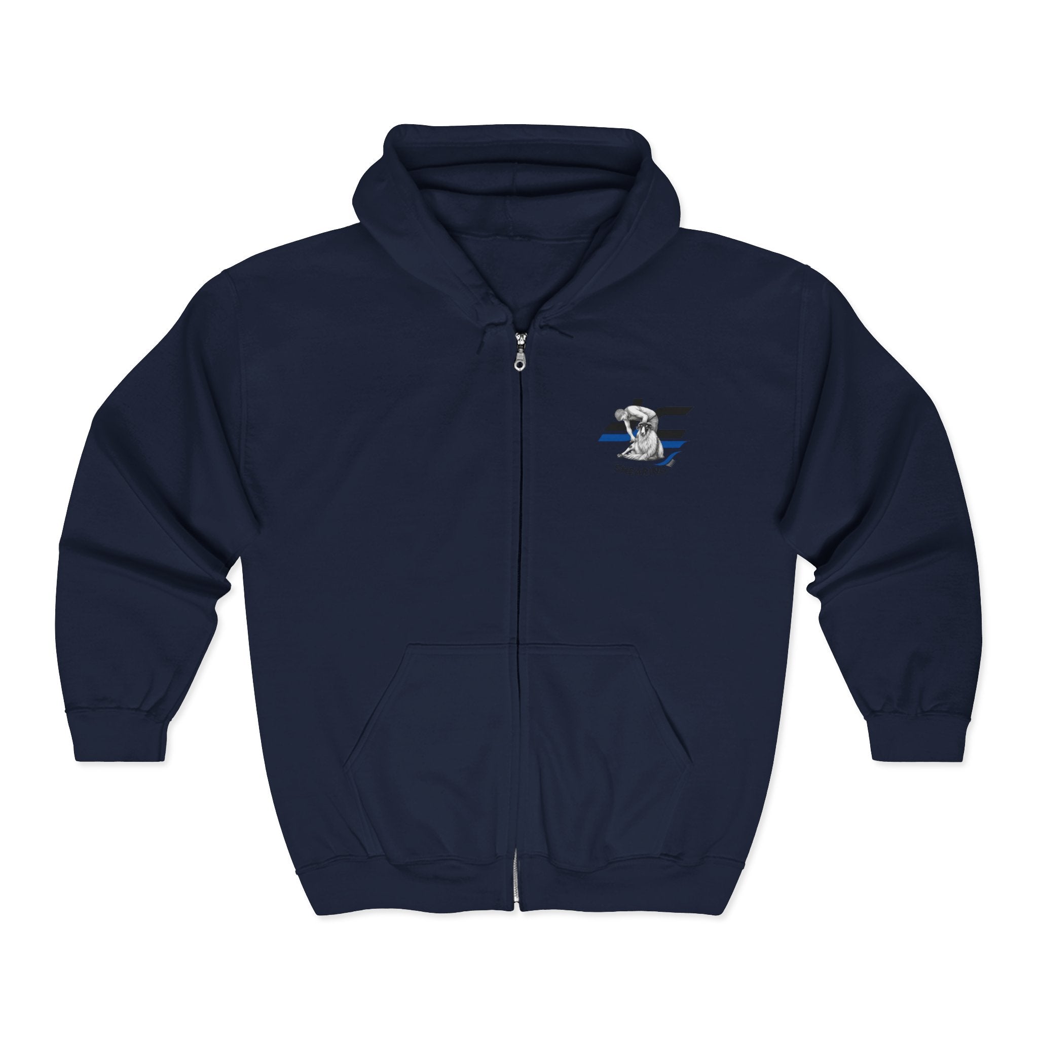 Zip Hoodie — 'Fluff Patrol' Shark Graphic Full-Zip Hoodie