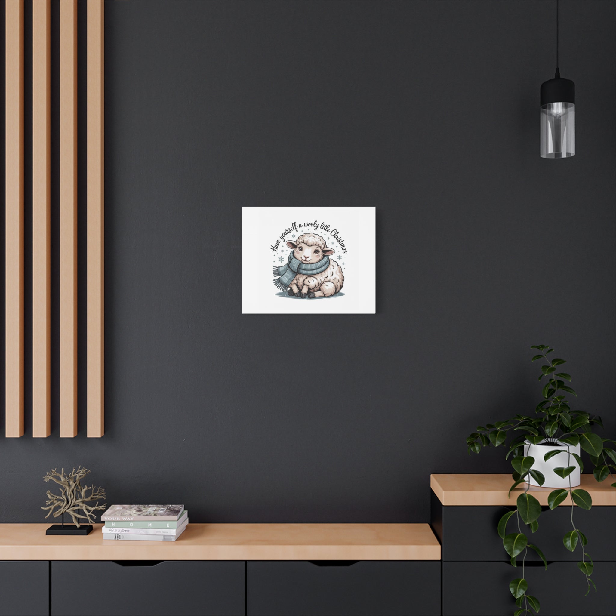 woolly little Christmas sheep Canvas | cozy animal winter print