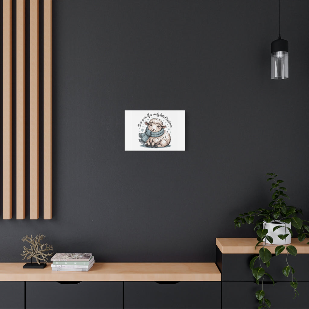 woolly little Christmas sheep Canvas | cozy animal winter print