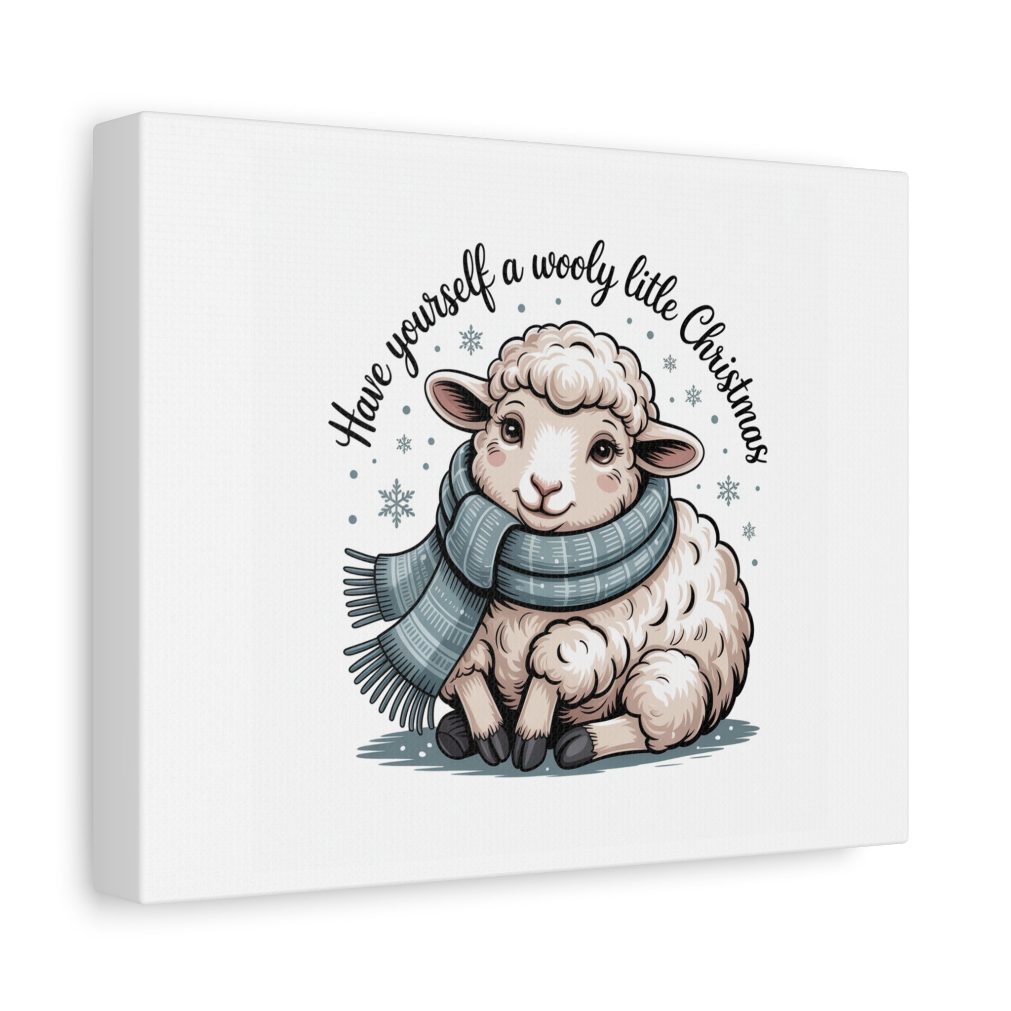woolly little Christmas sheep Canvas | cozy animal winter print