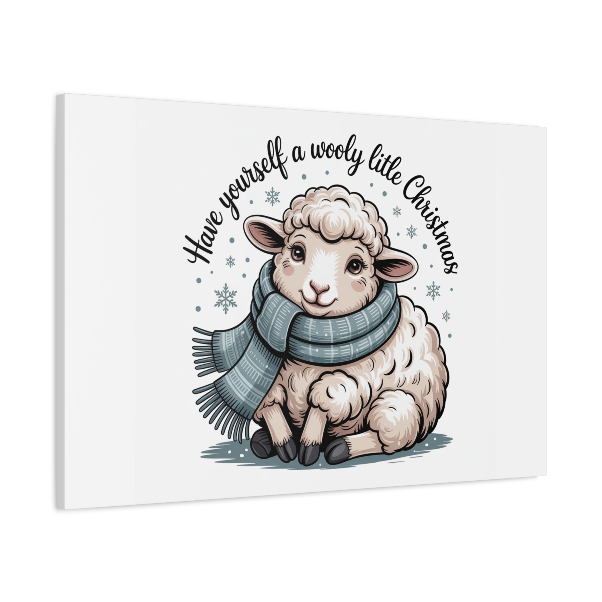 woolly little Christmas sheep Canvas | cozy animal winter print