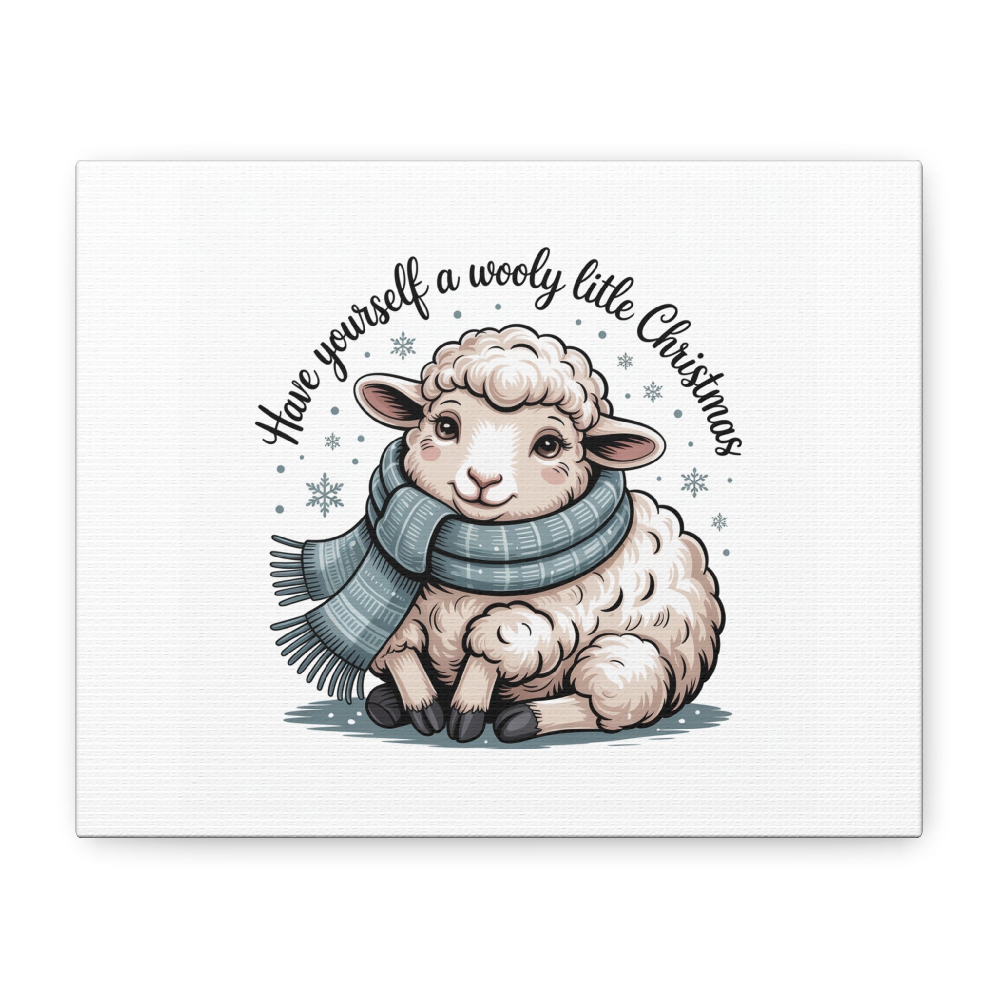 woolly little Christmas sheep Canvas | cozy animal winter print