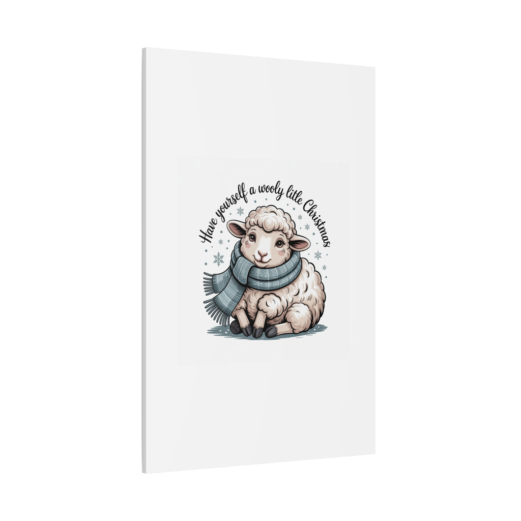 woolly little Christmas sheep Canvas | cozy animal winter print