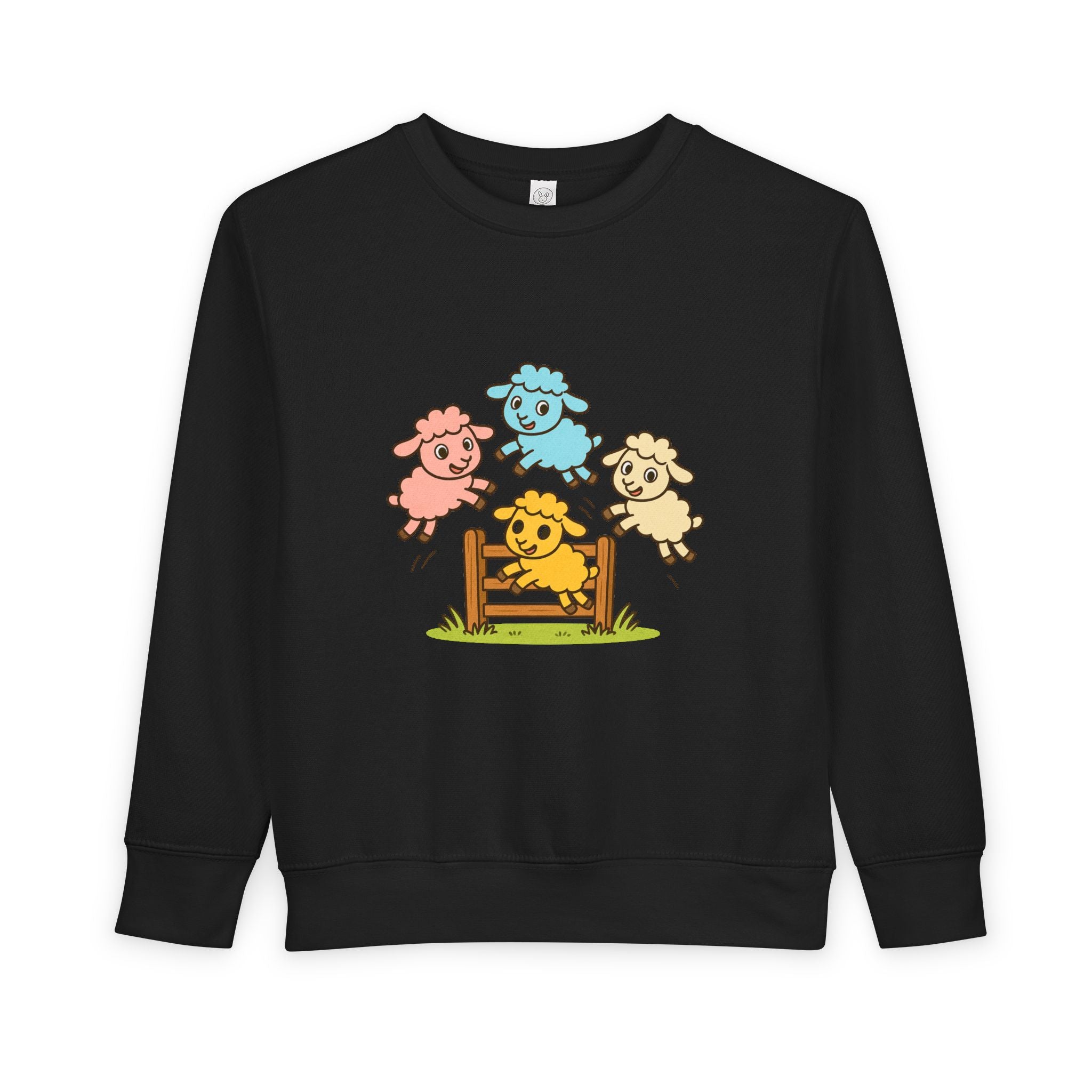 Cute Jumping Sheep Toddler Sweatshirt — Colorful Farm Animal Kids Pullover
