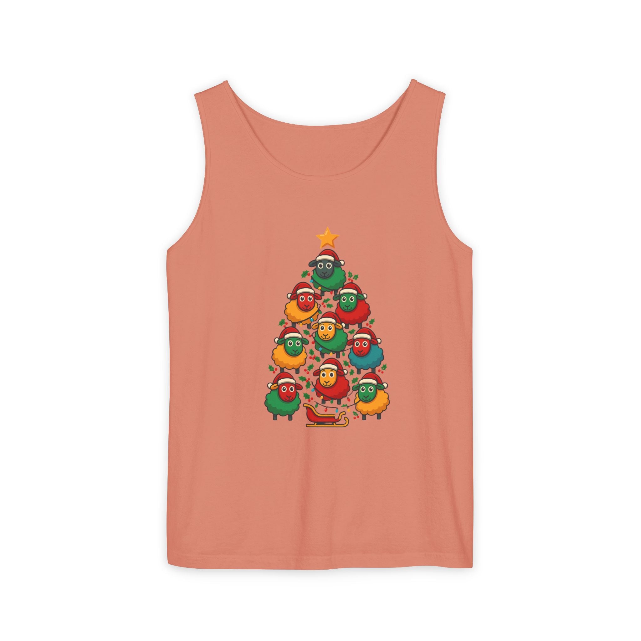 Christmas Sheep Tree Tank Top – Cute Holiday Chick Ornament Design