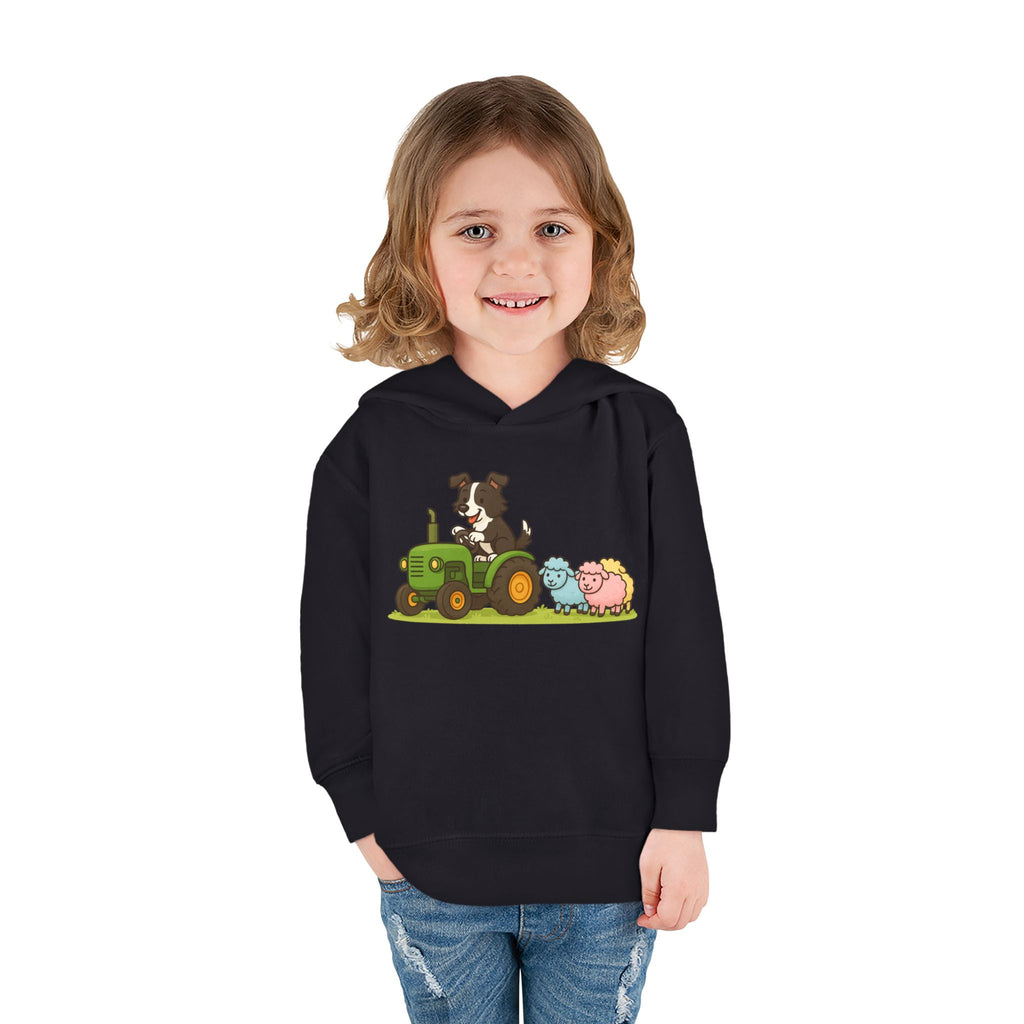 Toddler Hoodie — Cute Farm Tractor with Puppy & Sheep Kids Pullover