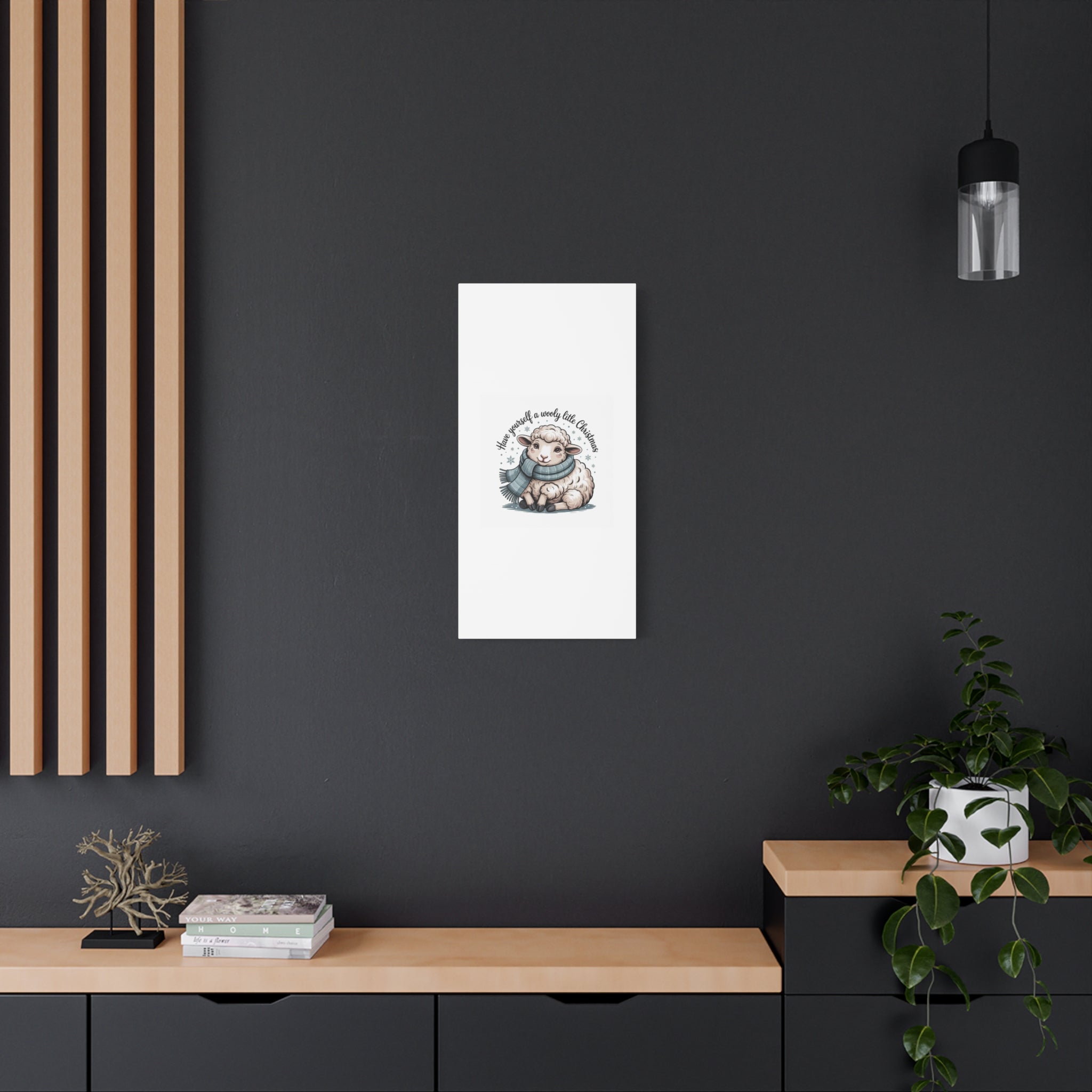 woolly little Christmas sheep Canvas | cozy animal winter print