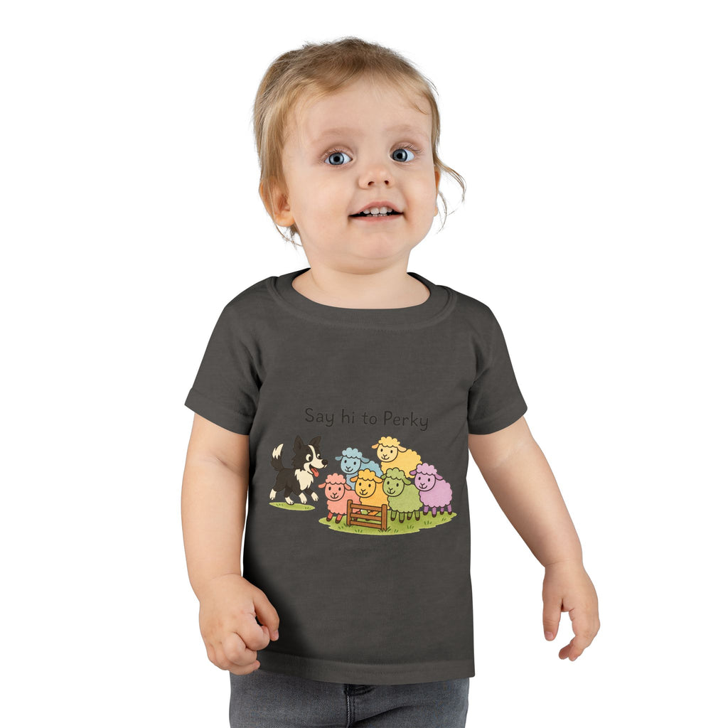 Toddler T-Shirt — "Say Hi to Perky" Cute Pastel Farm Animal Tee