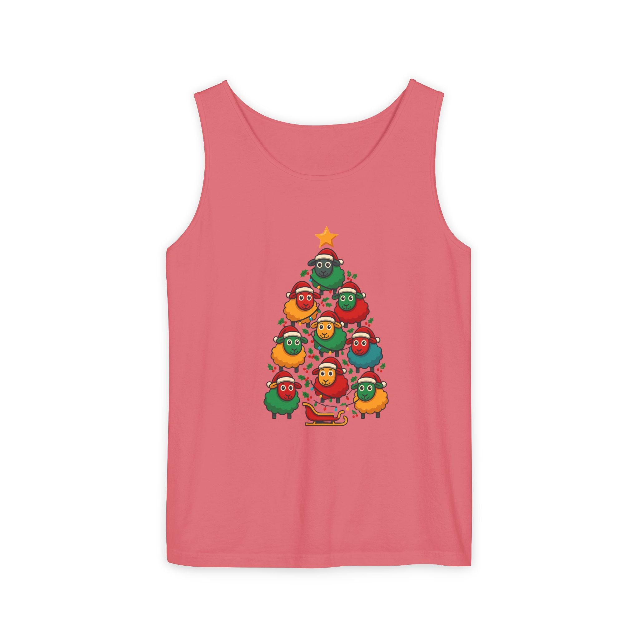 Christmas Sheep Tree Tank Top – Cute Holiday Chick Ornament Design