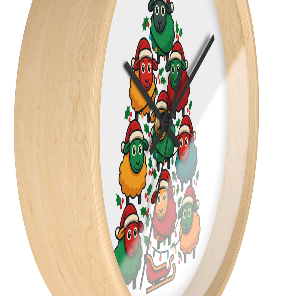 Christmas Sheep Tree Wall Clock — Festive Holiday Home Decor