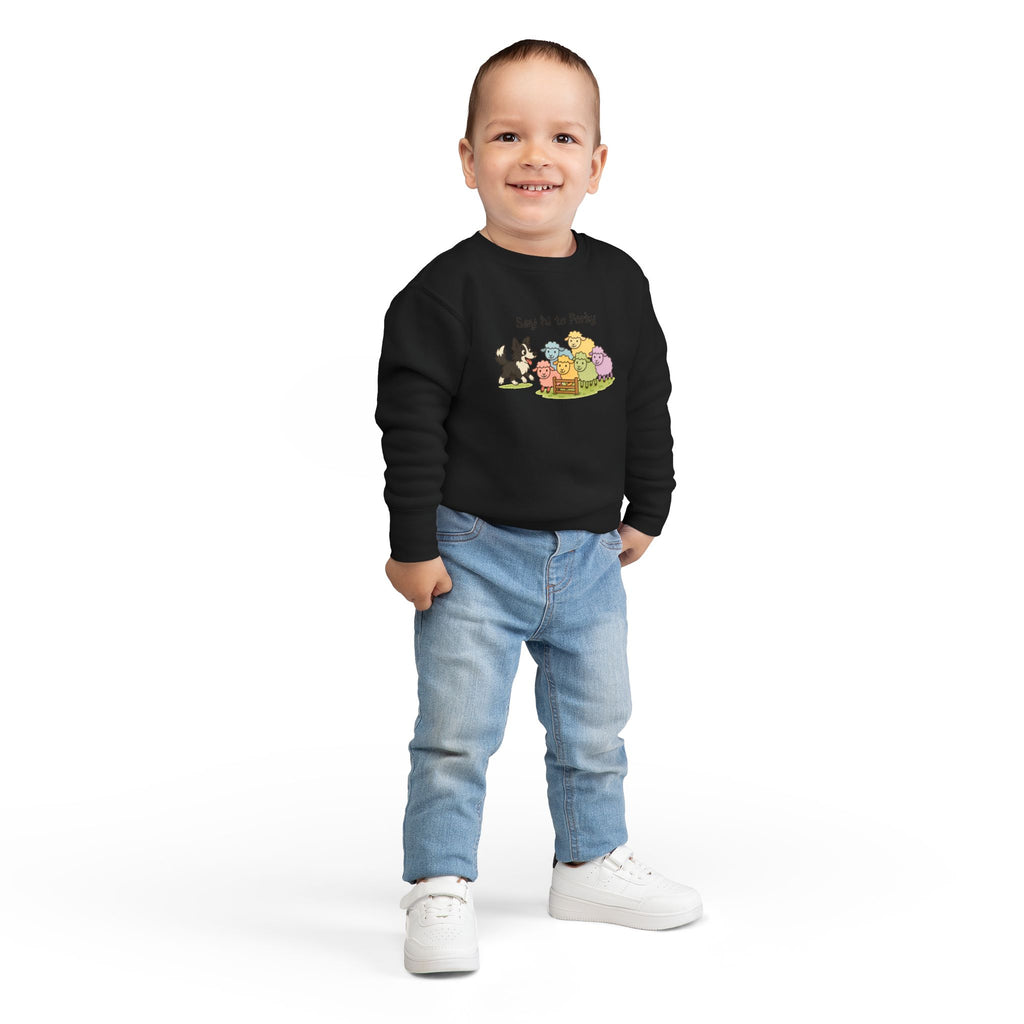 Say Hi to Perky Toddler Sweatshirt — Cute Sheep & Border Collie Kids Pullover