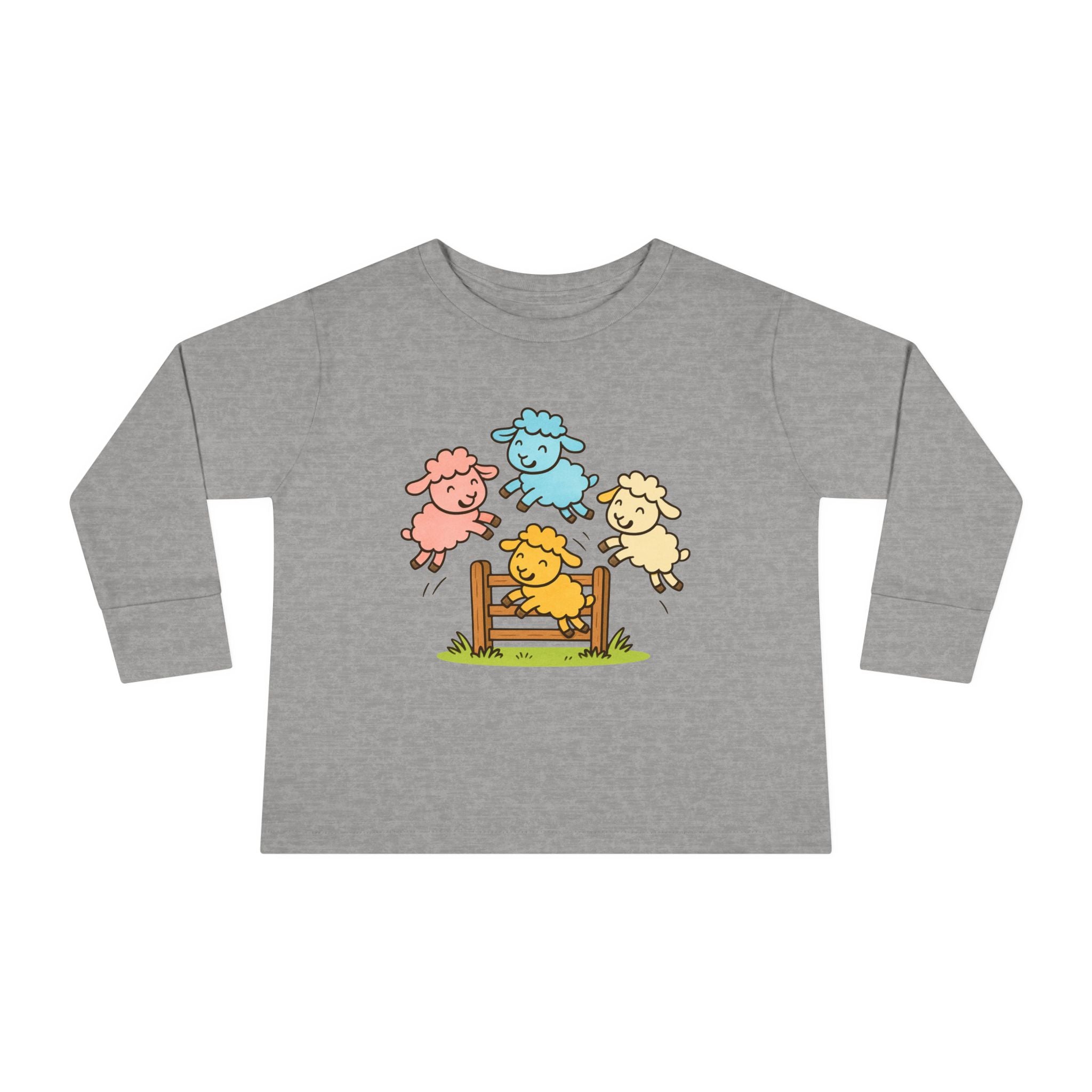 Toddler Long Sleeve Tee — Colorful Jumping Sheep Kids Shirt