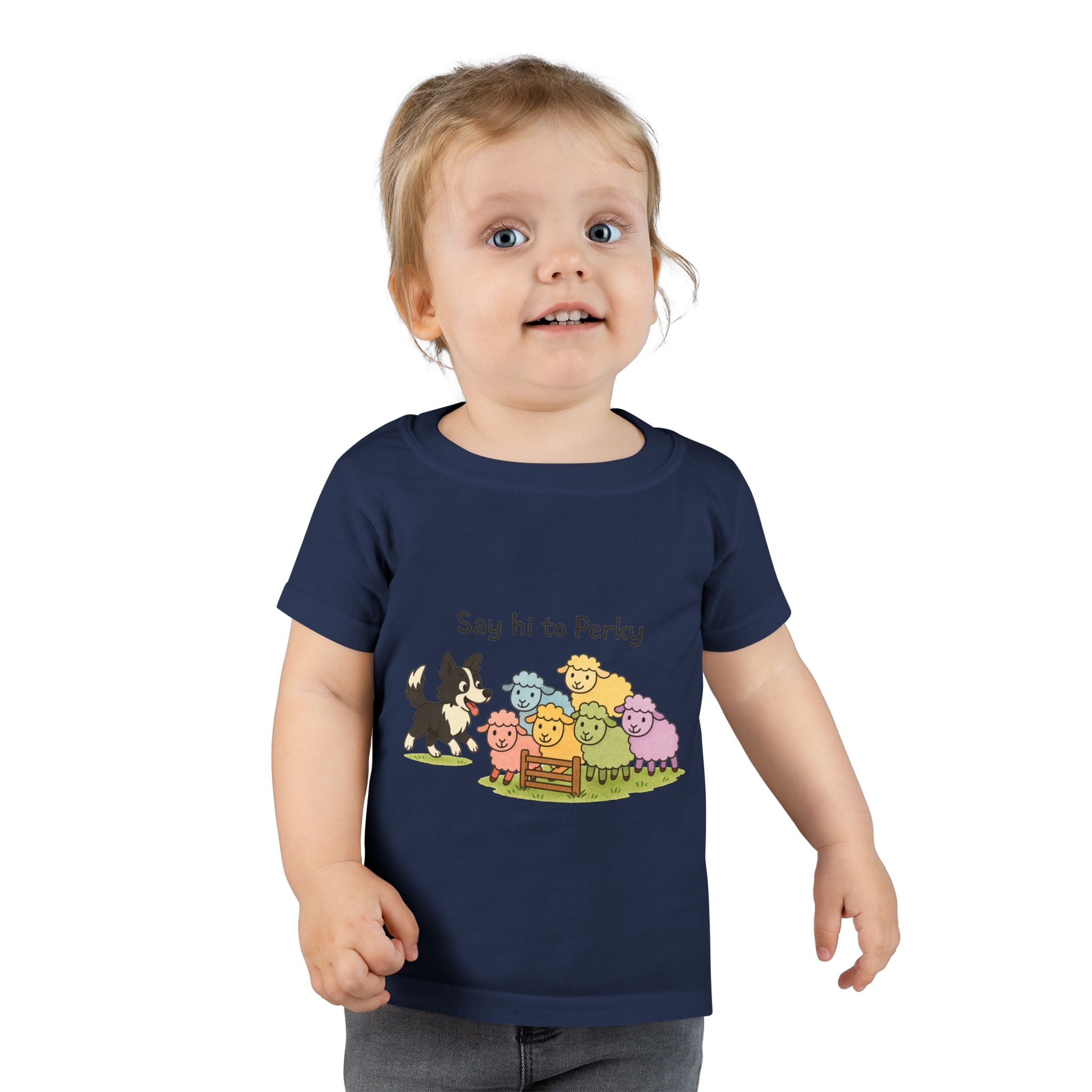 Toddler T-Shirt — "Say Hi to Perky" Cute Pastel Farm Animal Tee