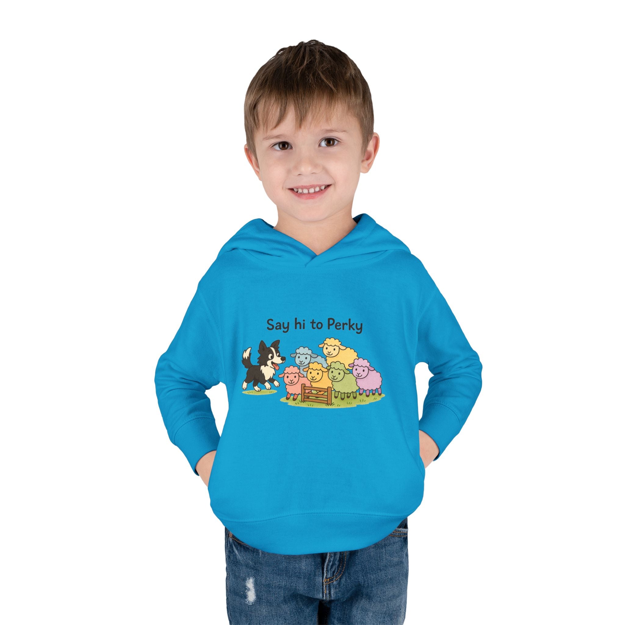 Toddler Hoodie - "Say Hi to Perky" Cute Farm Animal Pullover for Kids