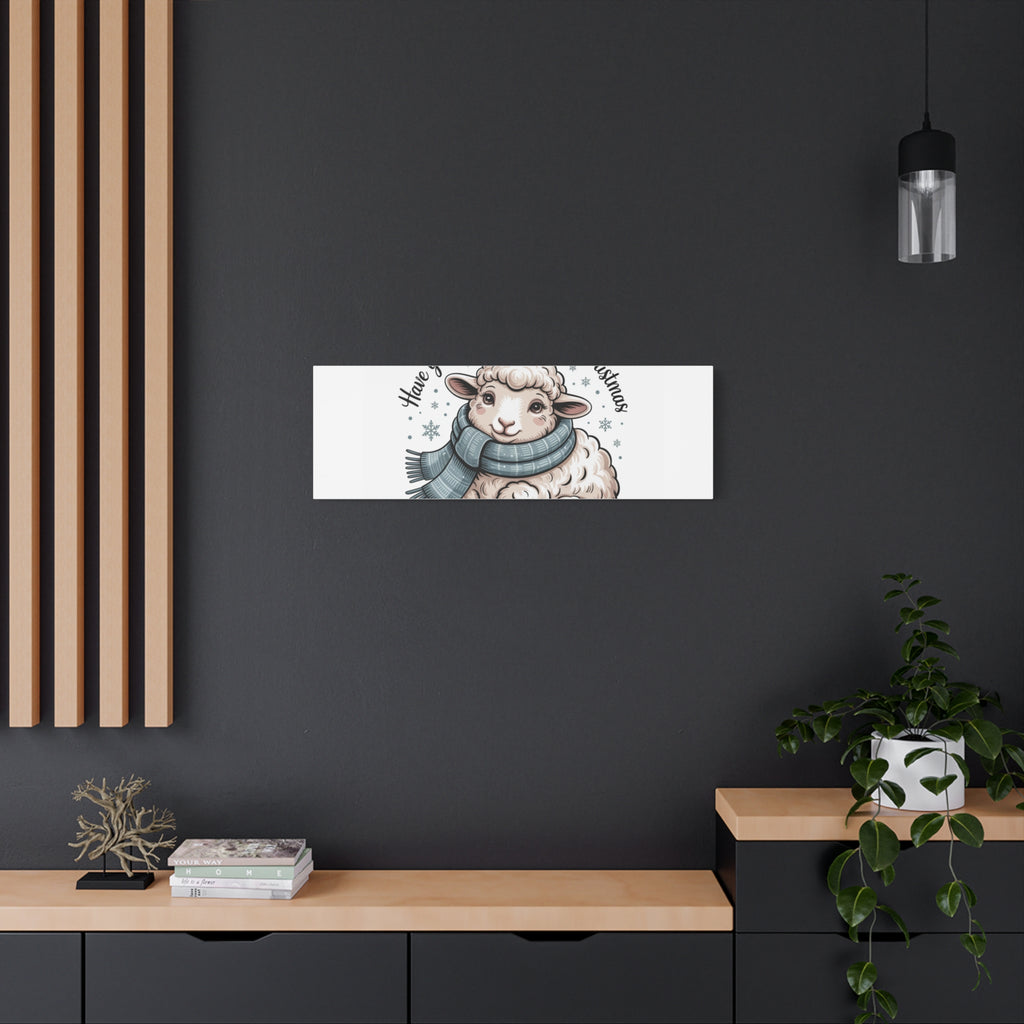 woolly little Christmas sheep Canvas | cozy animal winter print