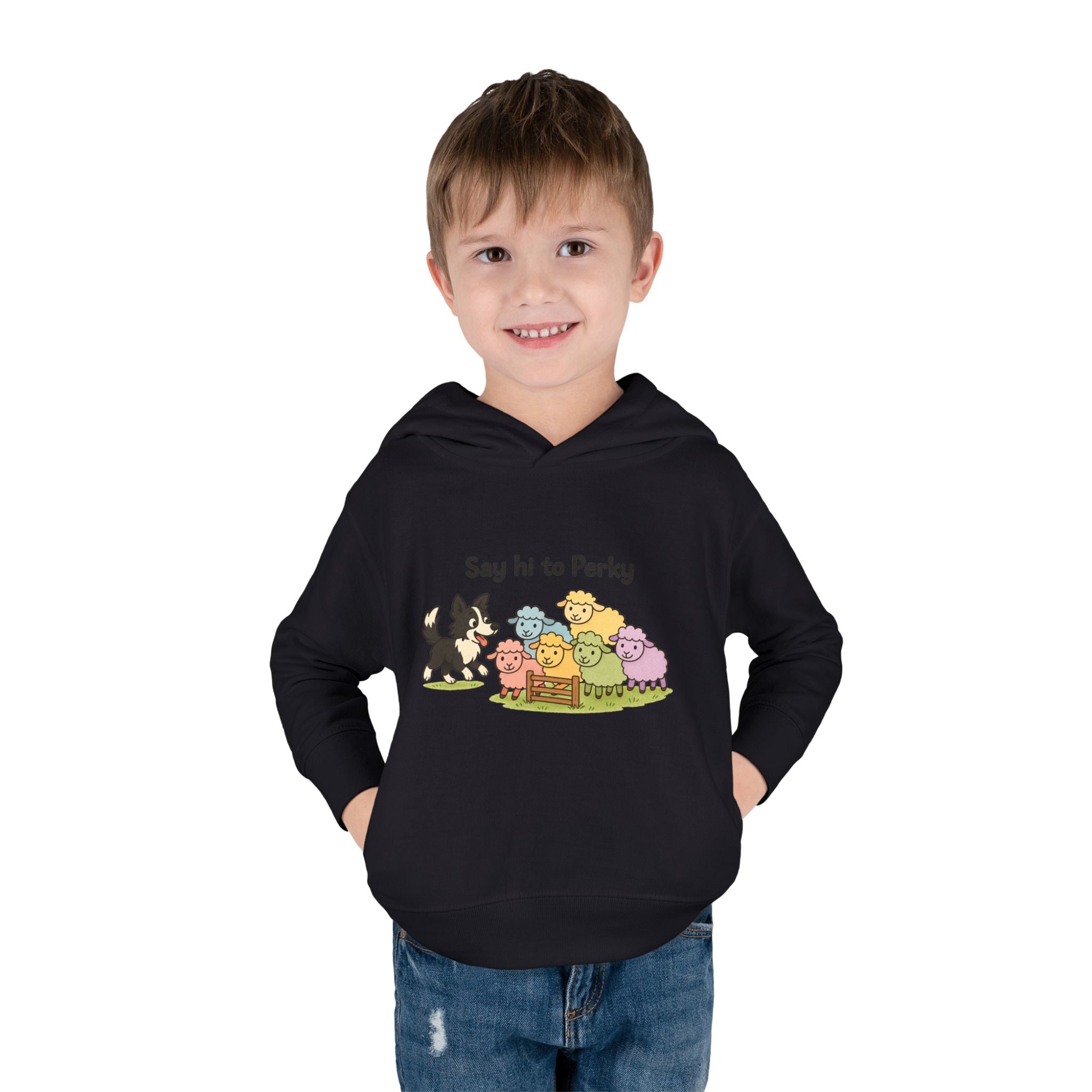Toddler Hoodie - "Say Hi to Perky" Cute Farm Animal Pullover for Kids