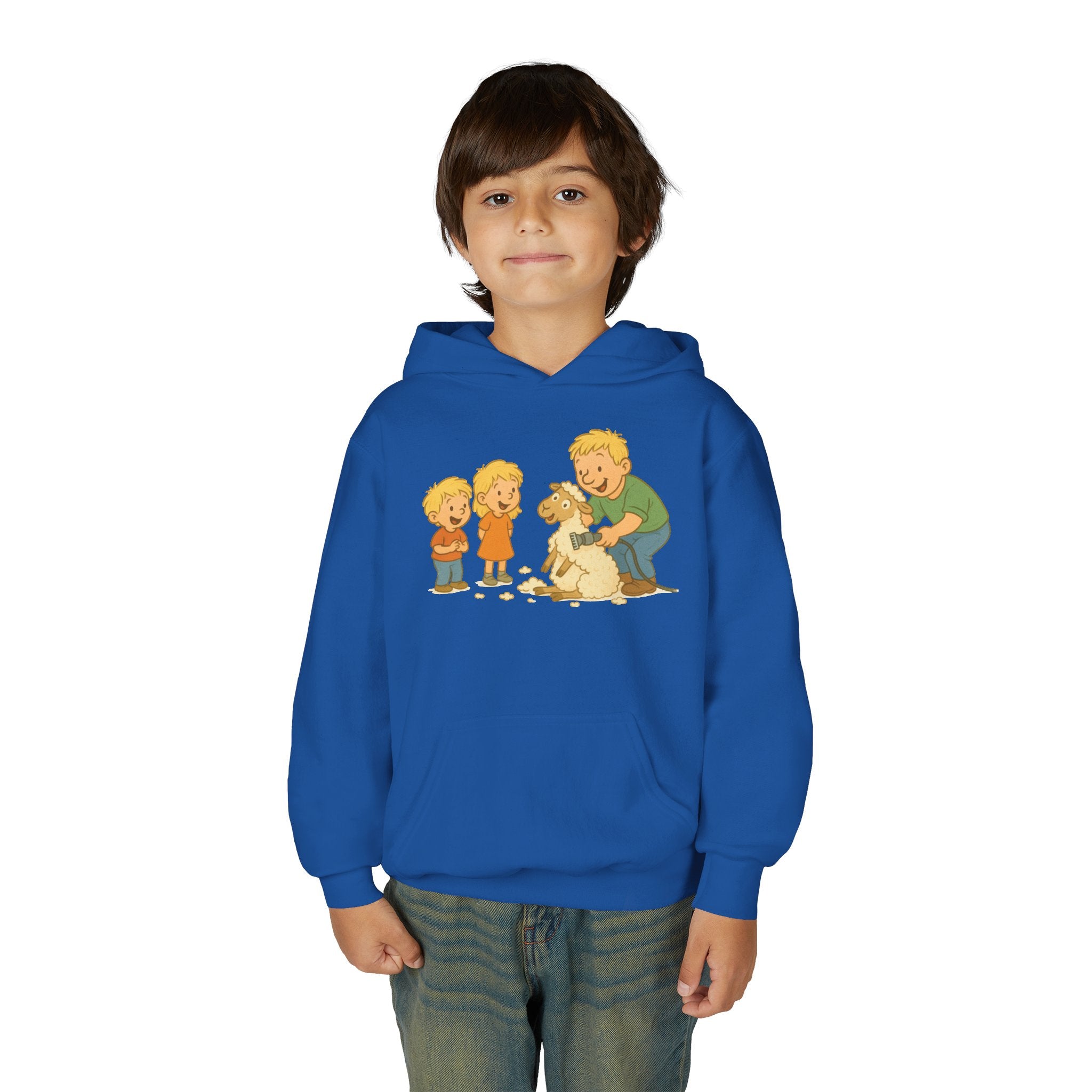 Youth Hoodie — Vintage Kids & Dog Graphic Pullover