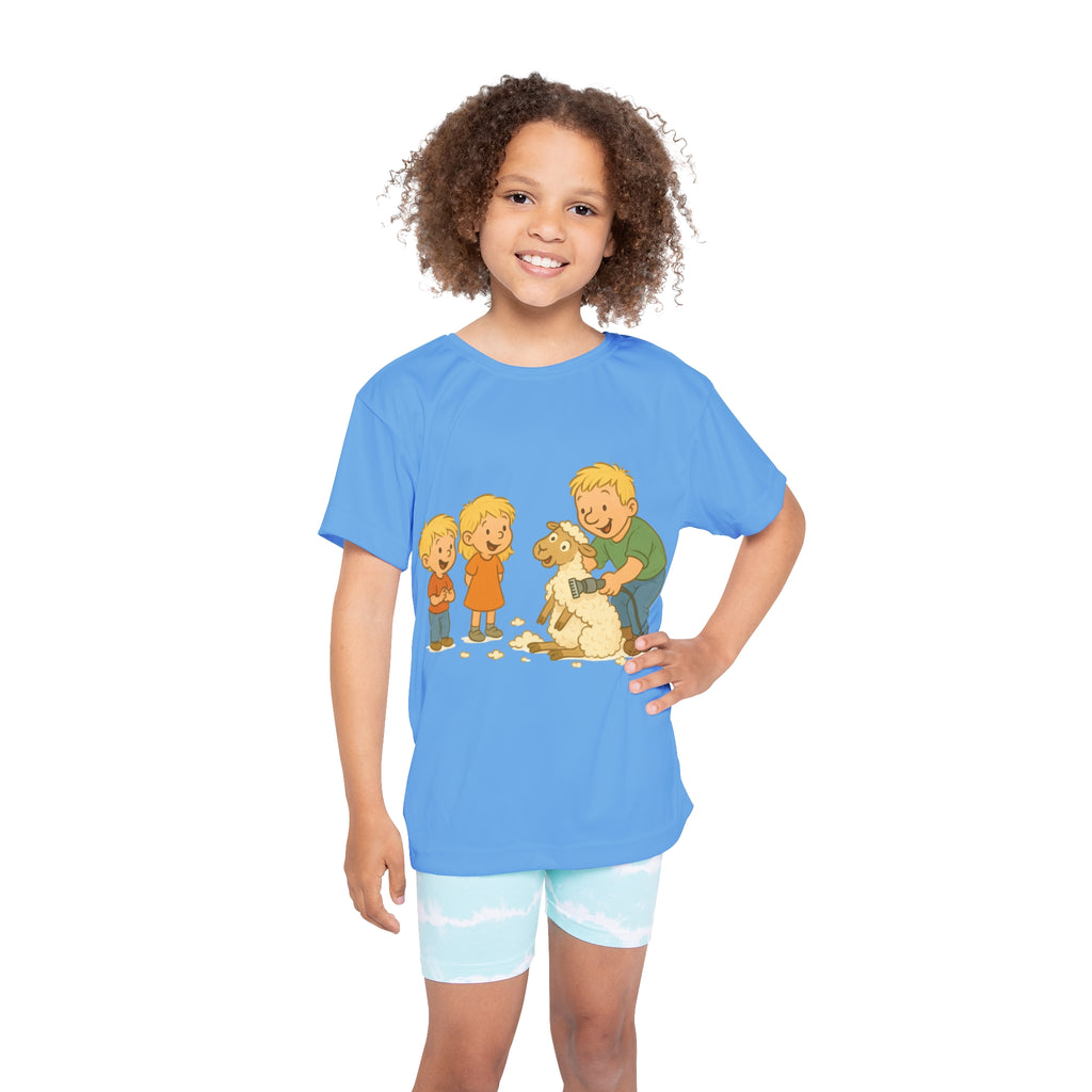Kids Jersey — Farm Visit Cartoon Sheep Shearing Design