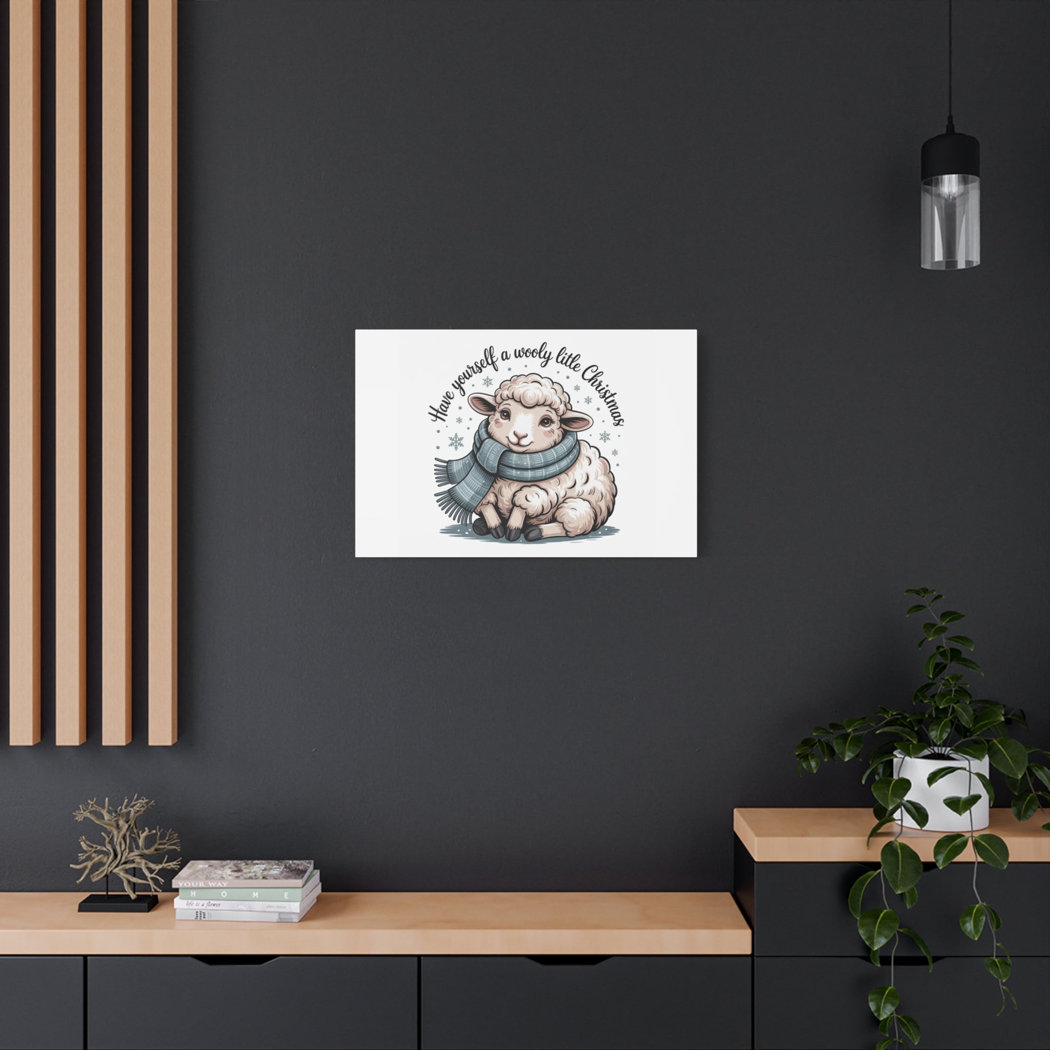 woolly little Christmas sheep Canvas | cozy animal winter print