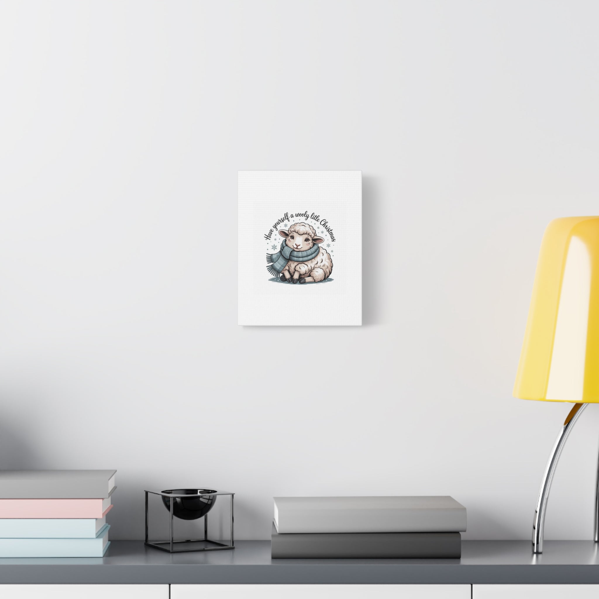 woolly little Christmas sheep Canvas | cozy animal winter print