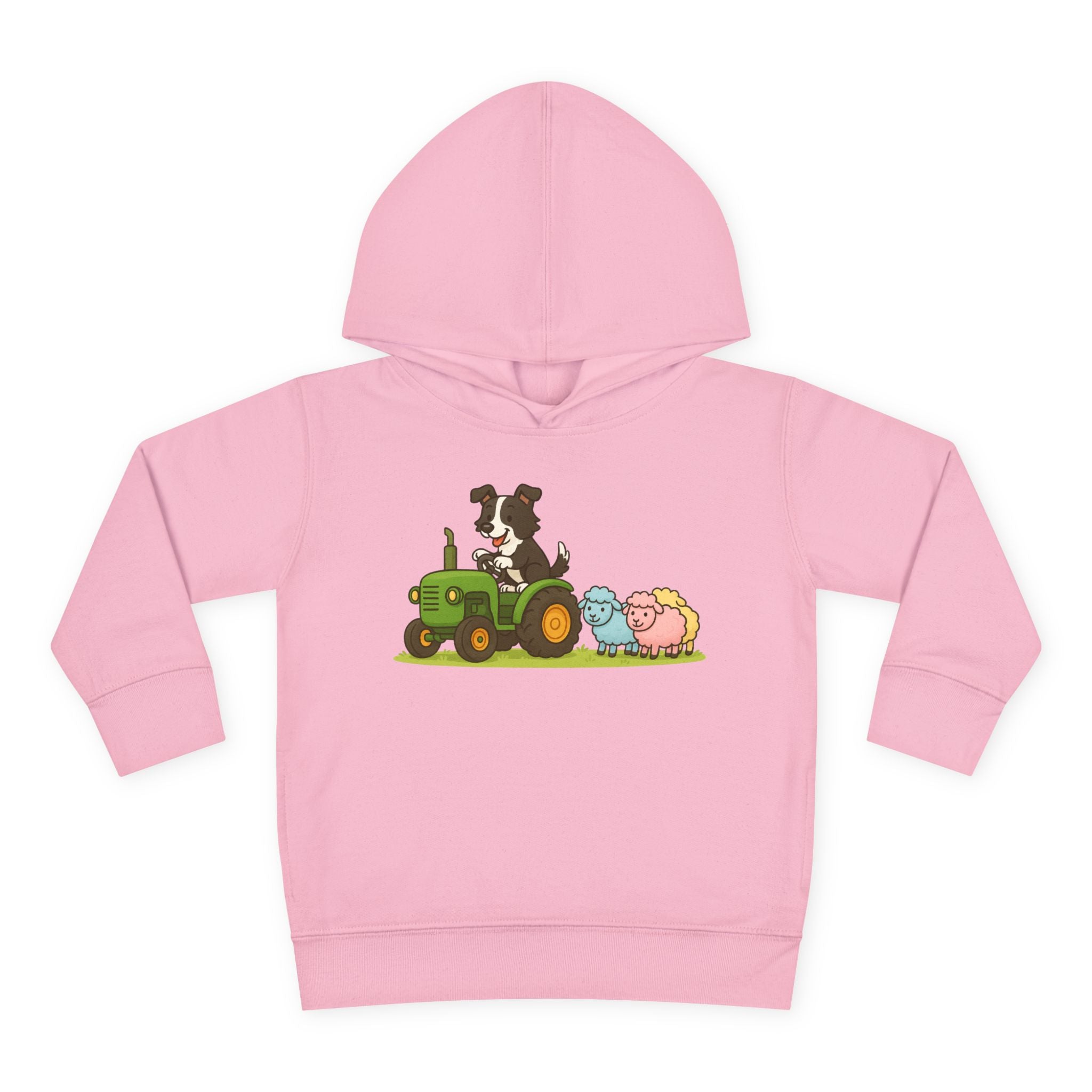 Toddler Hoodie — Cute Farm Tractor with Puppy & Sheep Kids Pullover
