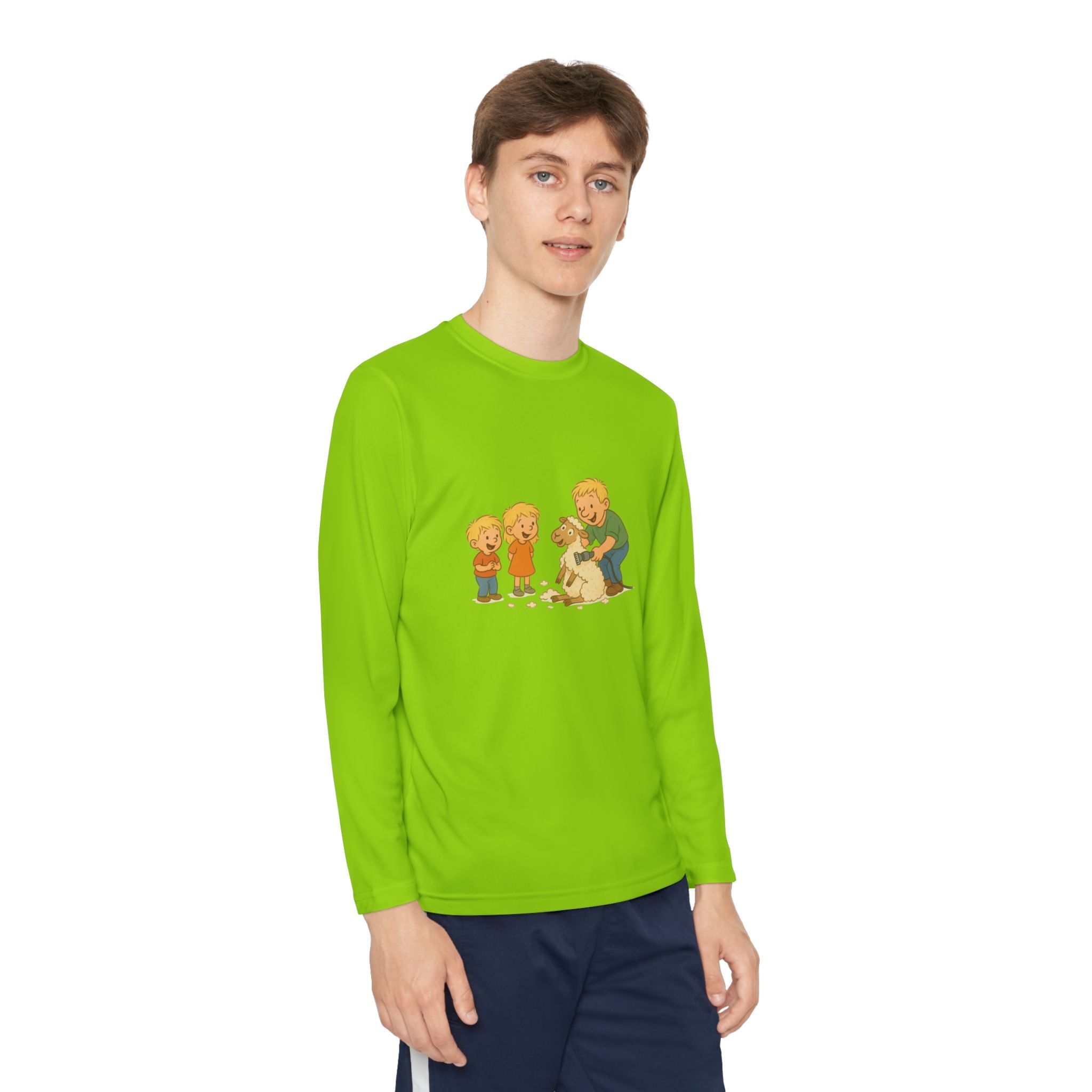 Youth Long Sleeve Tee – Kids & Dad Dog Rescue Illustration