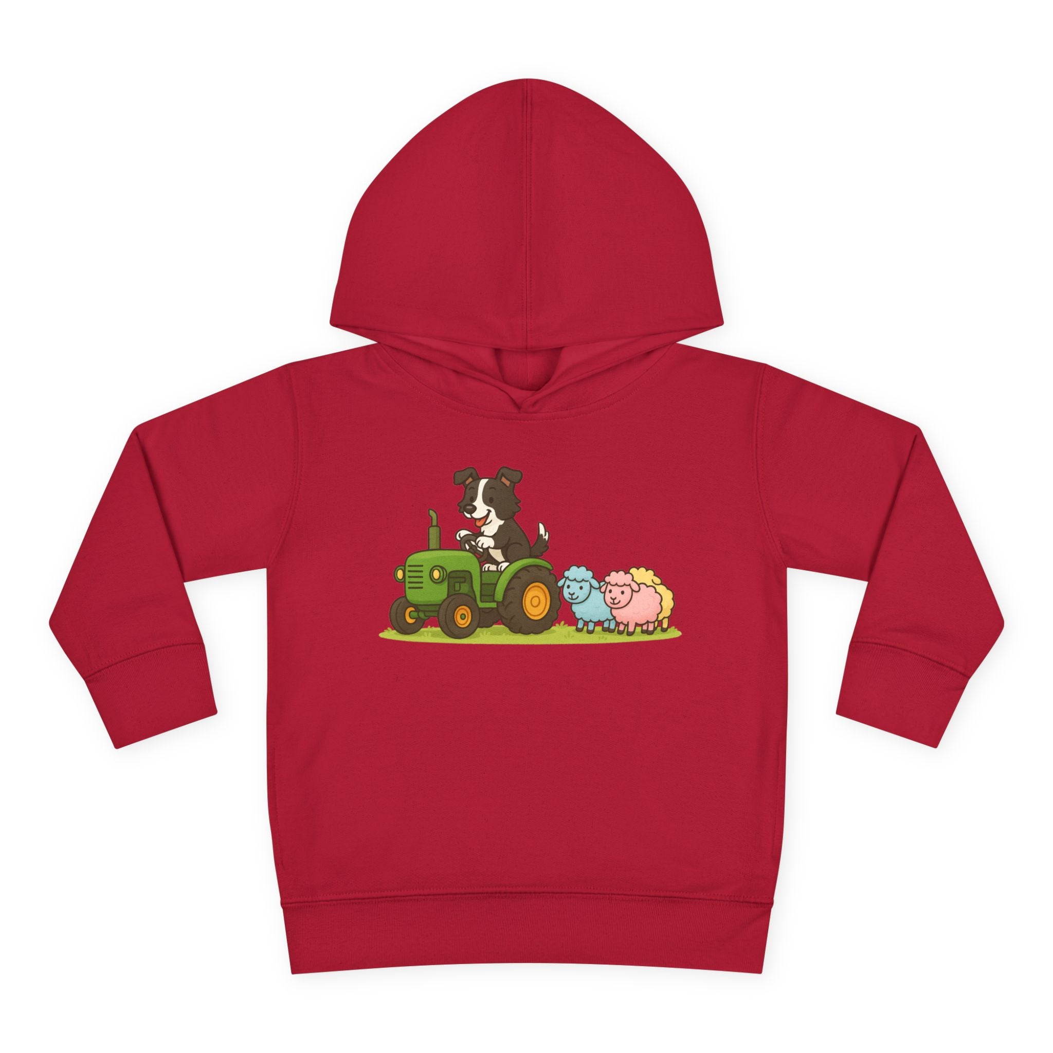 Toddler Hoodie — Cute Farm Tractor with Puppy & Sheep Kids Pullover