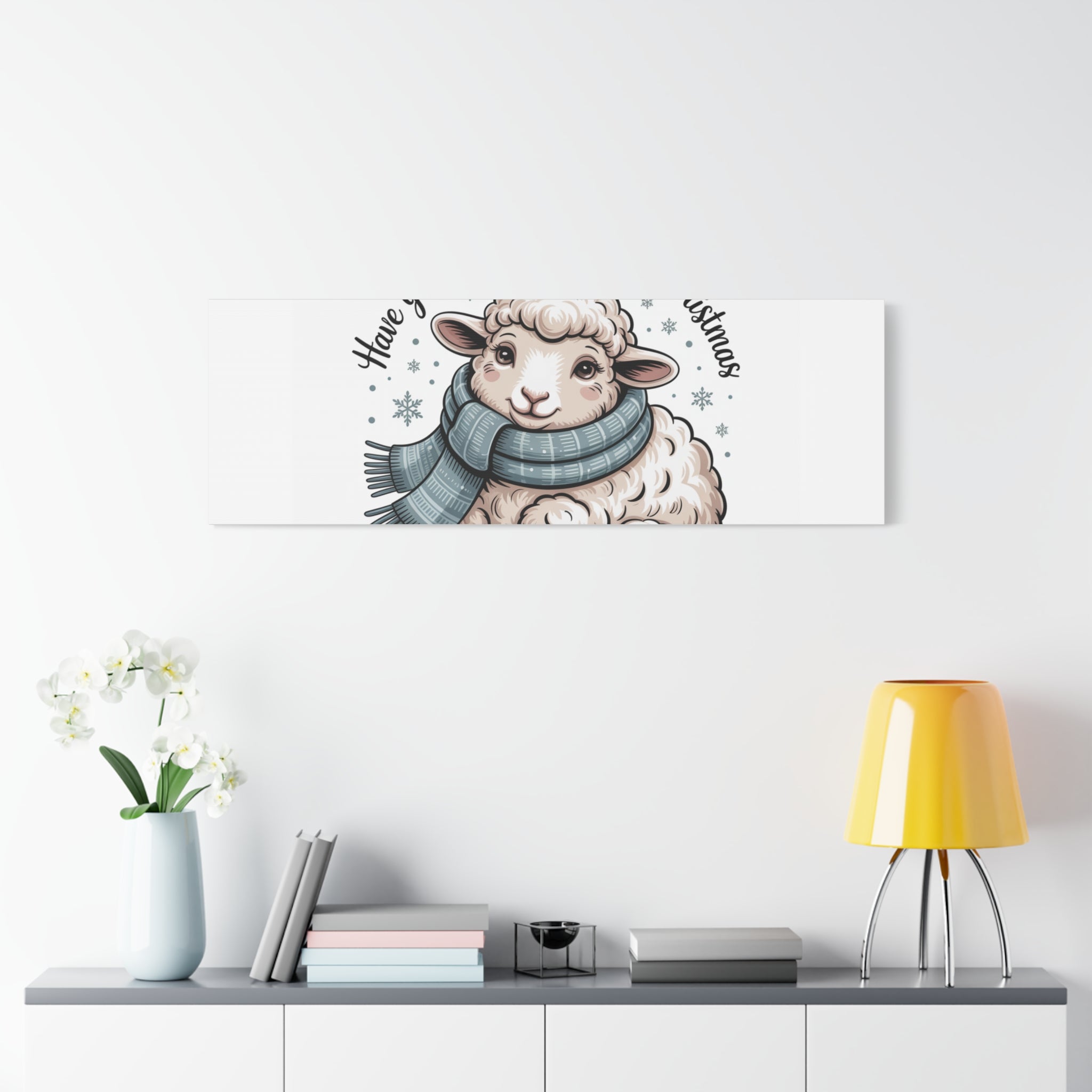 woolly little Christmas sheep Canvas | cozy animal winter print