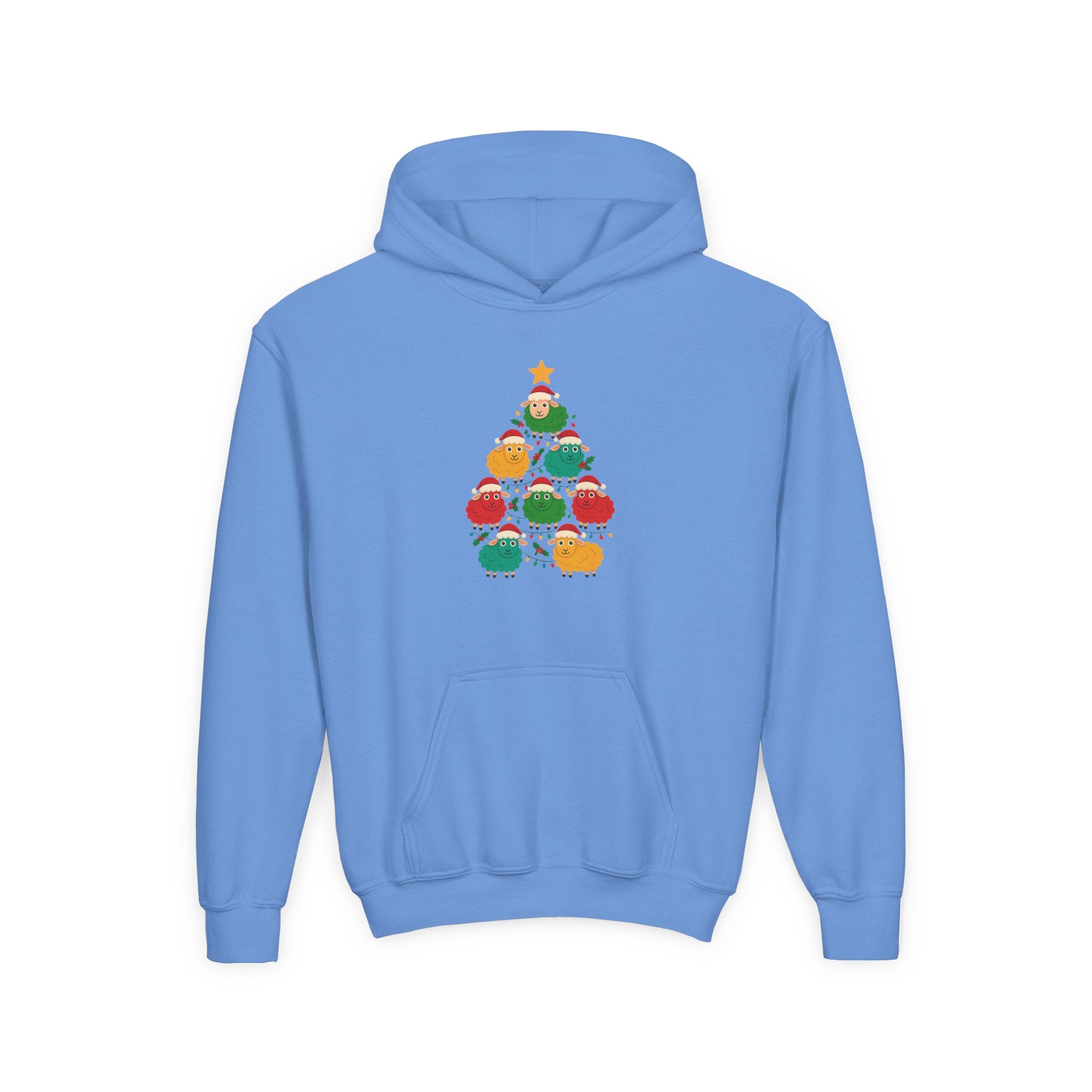 Kids Christmas Sheep Tree Hoodie — Cute Holiday Youth Sweatshirt