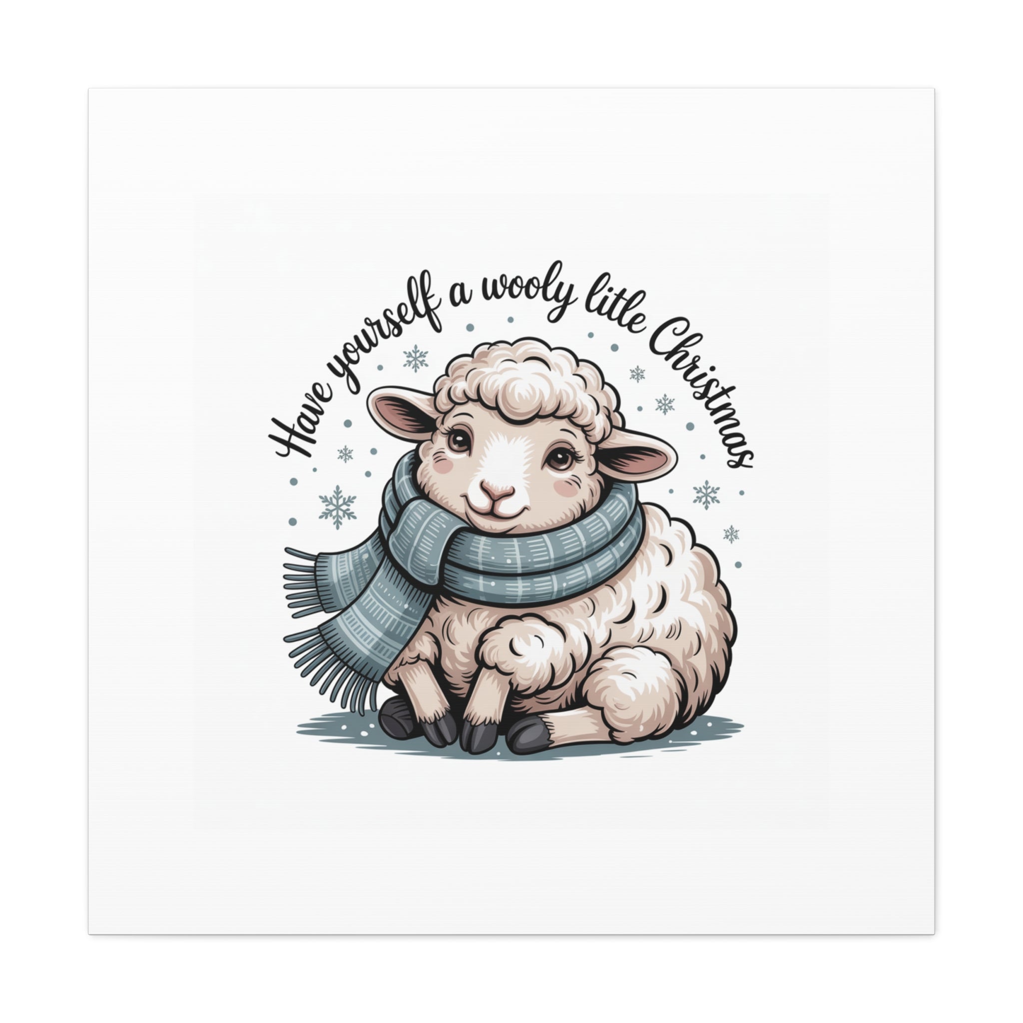 woolly little Christmas sheep Canvas | cozy animal winter print