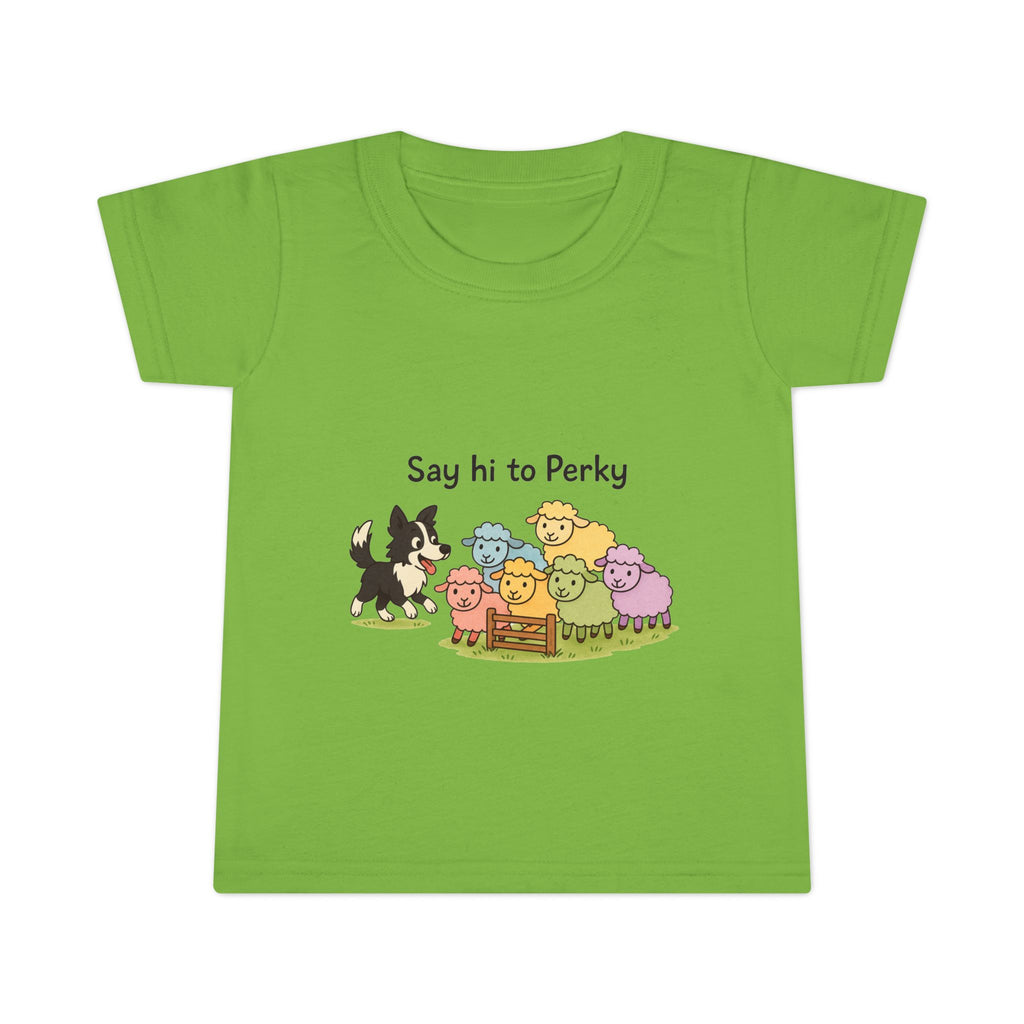 Toddler T-Shirt — "Say Hi to Perky" Cute Pastel Farm Animal Tee