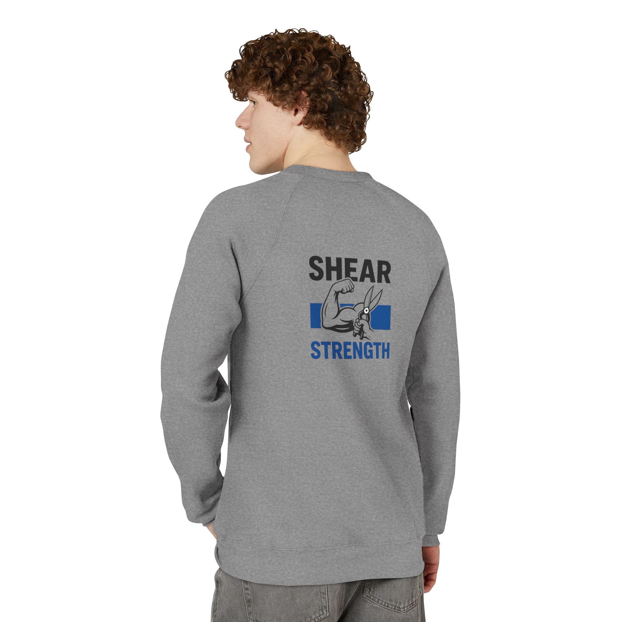 Strength Raglan Sweatshirt — 'Smear Strength' Blue Barbell Crewneck