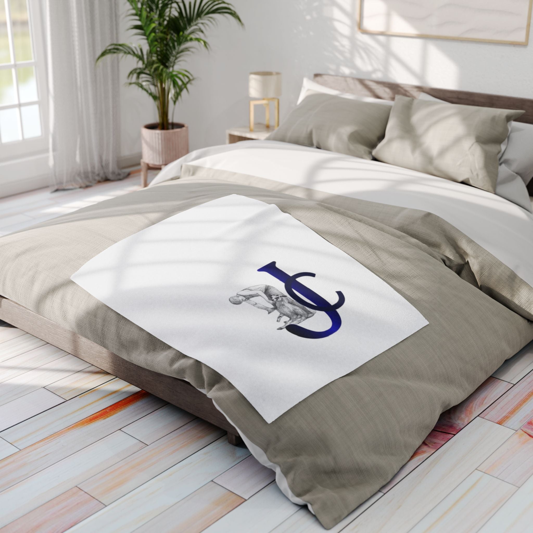 Monogram JC Fleece Blanket — Classic Nurse Care Illustration