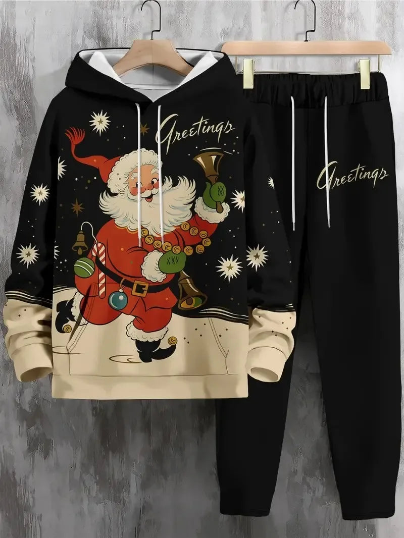 Christmas Santa Claus Men's Hoodie Set